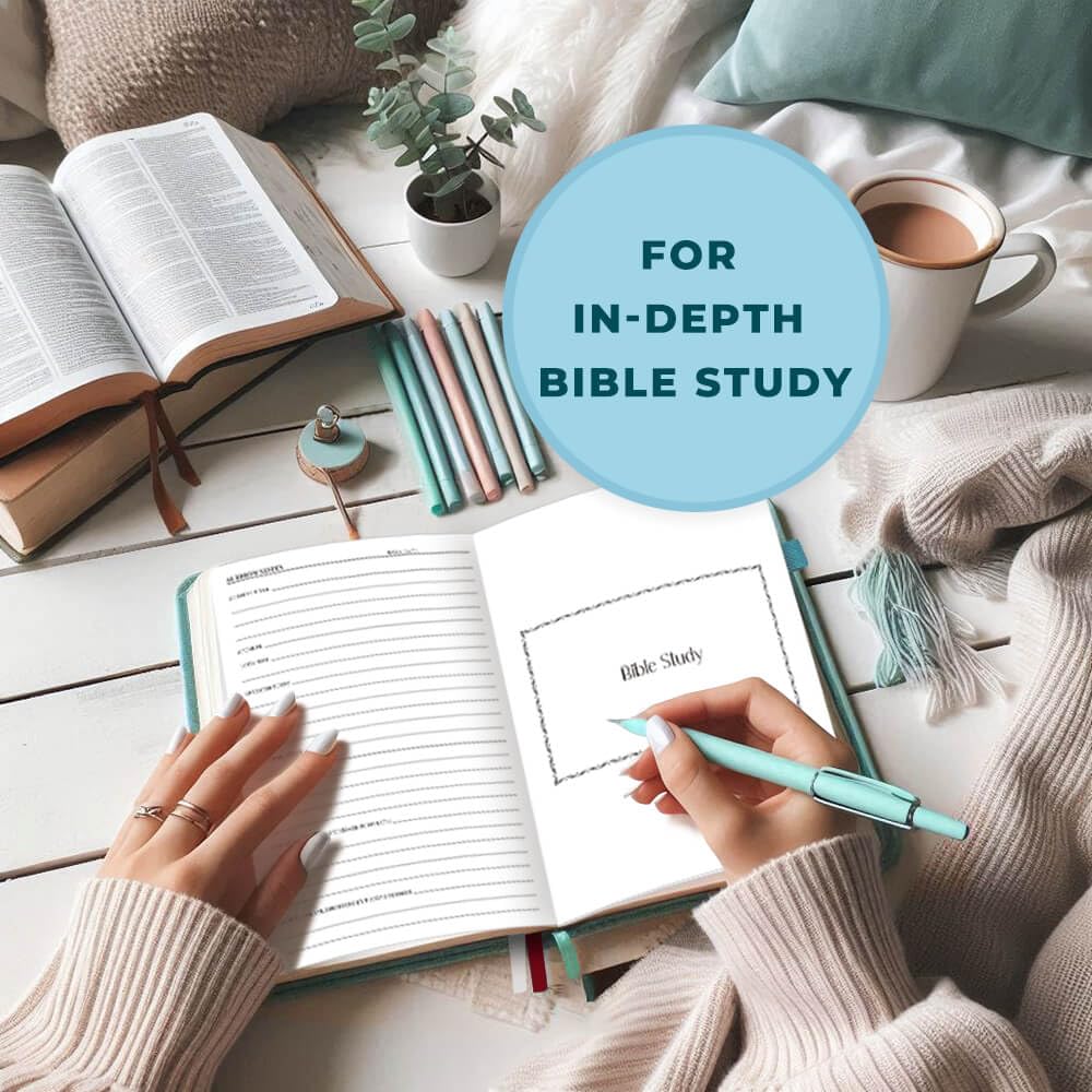 JOTFLY Bible Study Journal - Church Notes Notebook for Note Taking & Reflection - Guided Bible Study Notebook - Faith - Based Religious Gifts & Bible Study Supplies (Aquamarine) - Fredhappy LLC