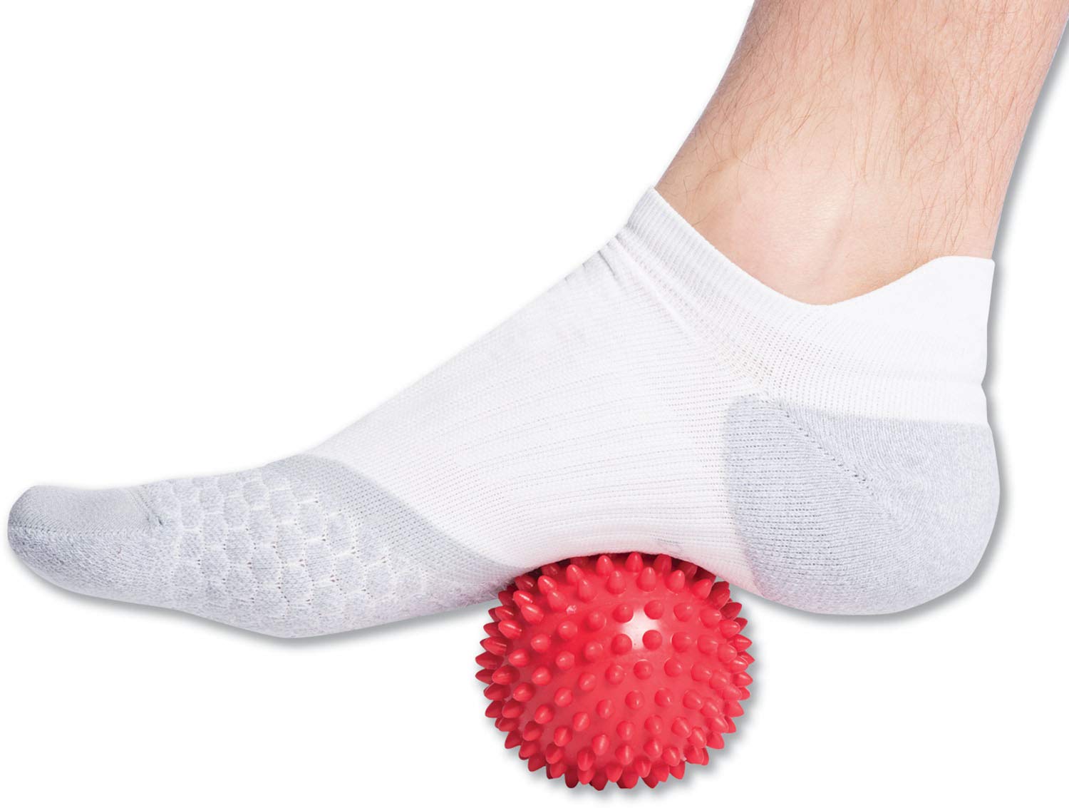 Pro - Tec Athletics High Density Spiky Massage Ball, Foot Massage Roller, Plantar Fasciitis Relief, Alleviates Arch and Heel Discomfort, Red (2.75 Inch Ball) - Fredhappy