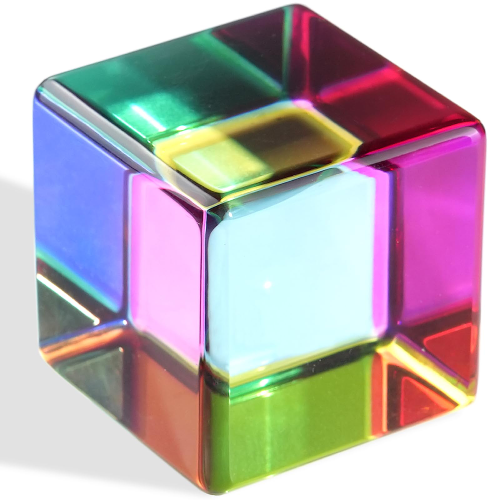 iKeelo Color Cube 50mm (Upgraded) with Storage Pouch - Cyan, Magenta, Yellow - Patent Pending - Magic Optical Cube with Permanent Colors and Safe Rounded Corners - Fredhappy
