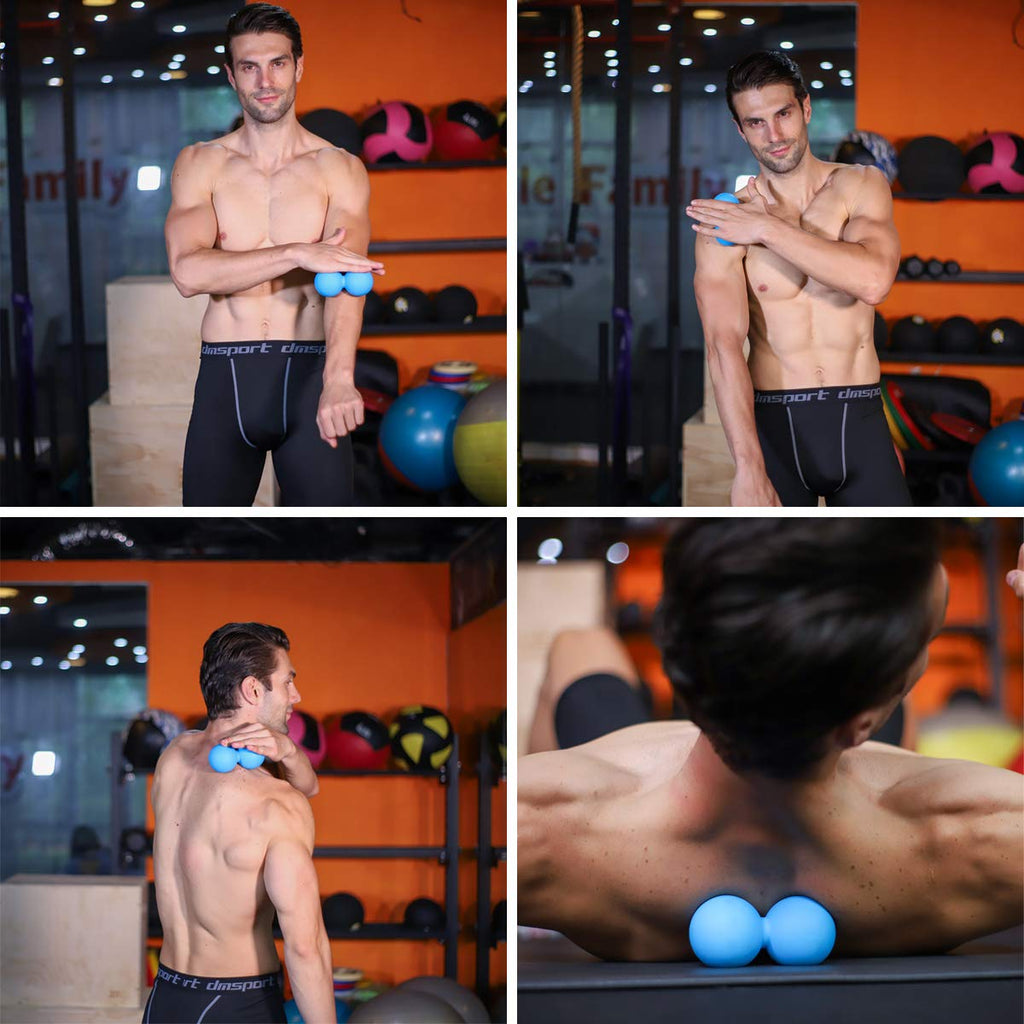 5BILLION FITNESS Peanut Massage Ball - Double Lacrosse Massage Ball & Mobility Ball for Physical Therapy - Deep Tissue Massage Tool for Myofascial Release, Muscle Relaxer, Acupoint Massage - Fredhappy