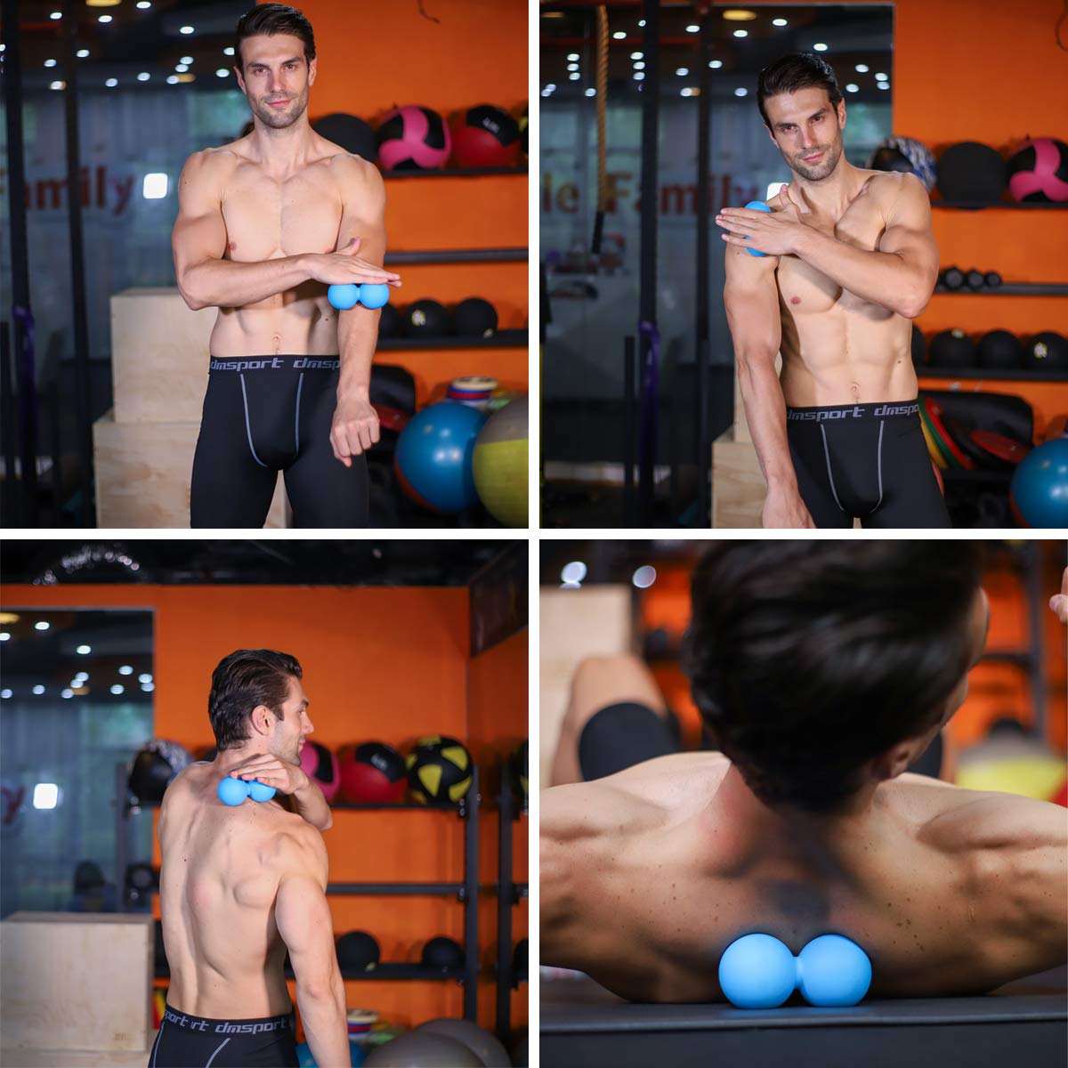 5BILLION FITNESS Peanut Massage Ball - Double Lacrosse Massage Ball & Mobility Ball for Physical Therapy - Deep Tissue Massage Tool for Myofascial Release, Muscle Relaxer, Acupoint Massage - Fredhappy