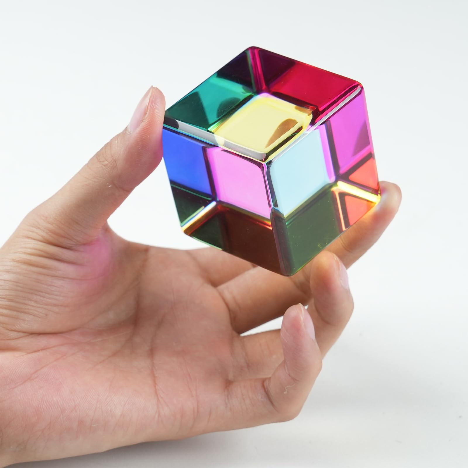 iKeelo Color Cube 50mm (Upgraded) with Storage Pouch - Cyan, Magenta, Yellow - Patent Pending - Magic Optical Cube with Permanent Colors and Safe Rounded Corners - Fredhappy