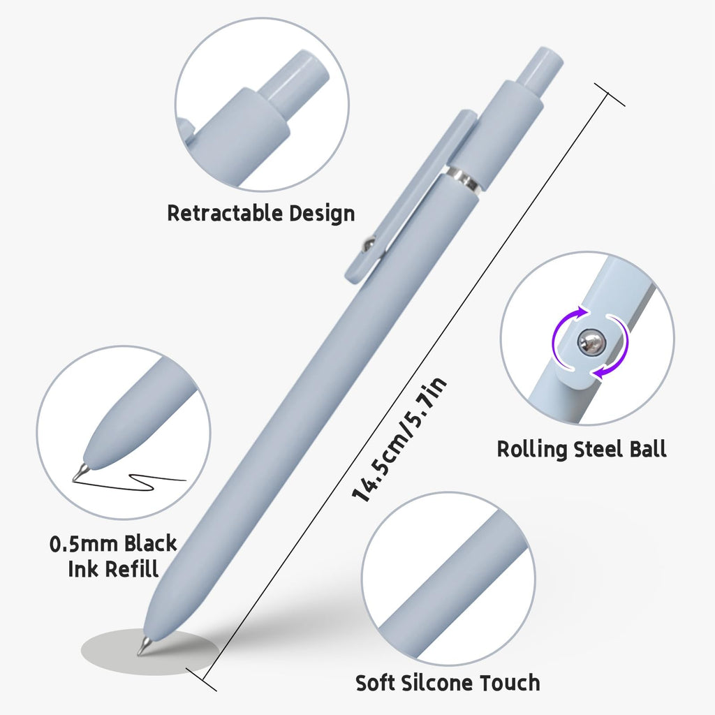 UIXJODO Gel Pens, 5 Pcs 0.5mm Black Ink Pens Fine Point Smooth Writing Pens, High - End Series Pens for Journaling Note Taking, Cute Office School Supplies Gifts for Women Men (Morandi) - Fredhappy LLC