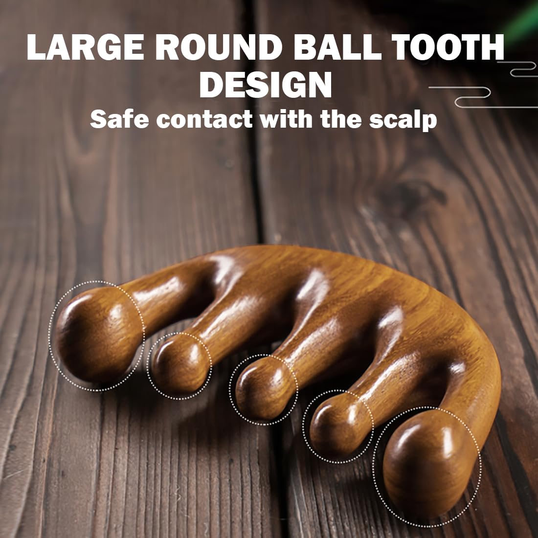 Cureder Wooden Scalp Massager - Handmade 100% Natural Green Sandalwood Wide Tooth Combs - Wood Massage Comb & Sandalwood Comb for Luxurious Hair Care - Fredhappy