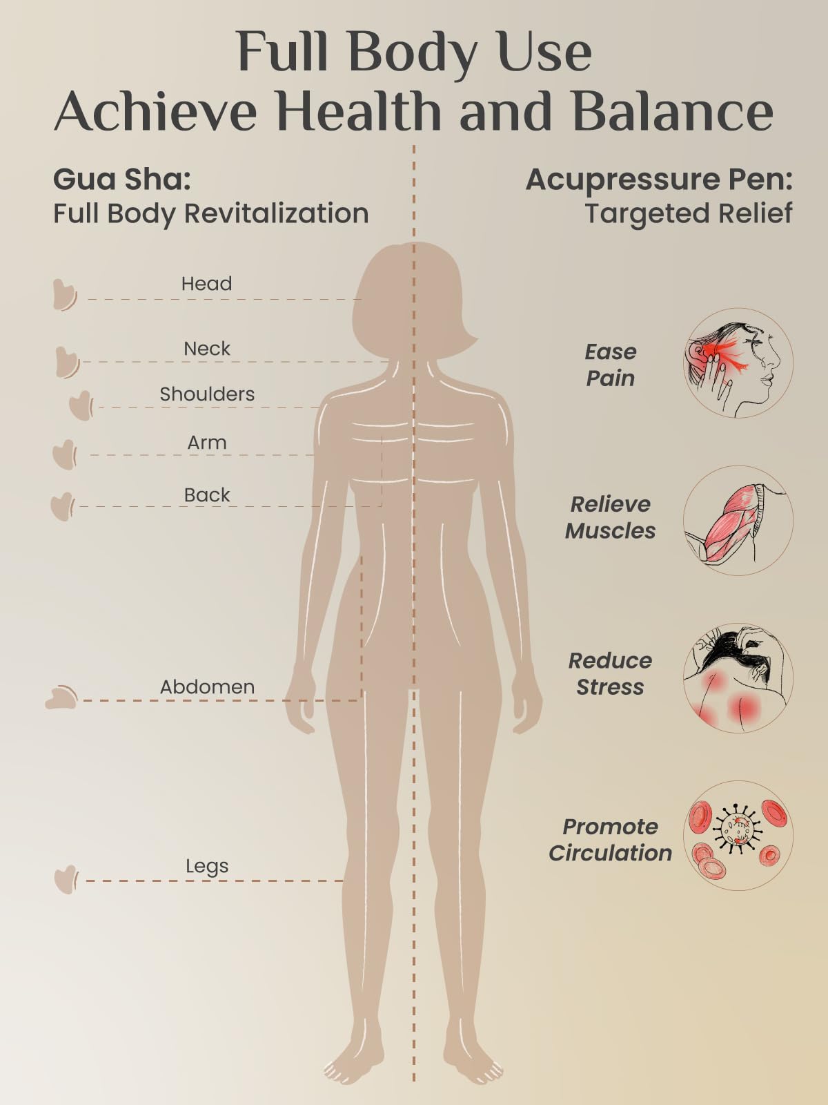 Rena Chris Acupuncture Pen, Manual Reflexology Tools for Muscle Tension and Pain Relief, Acupressure Pen and Stainless Steel Gua Sha Set with Reflexology Chart, Easy to Use - Fredhappy LLC