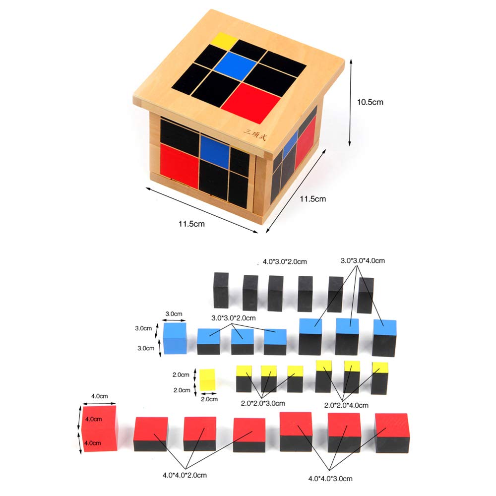 Montessori Trinomial Cube Montessori Math Toys Sensorial Materials for Toddlers Kids - Fredhappy