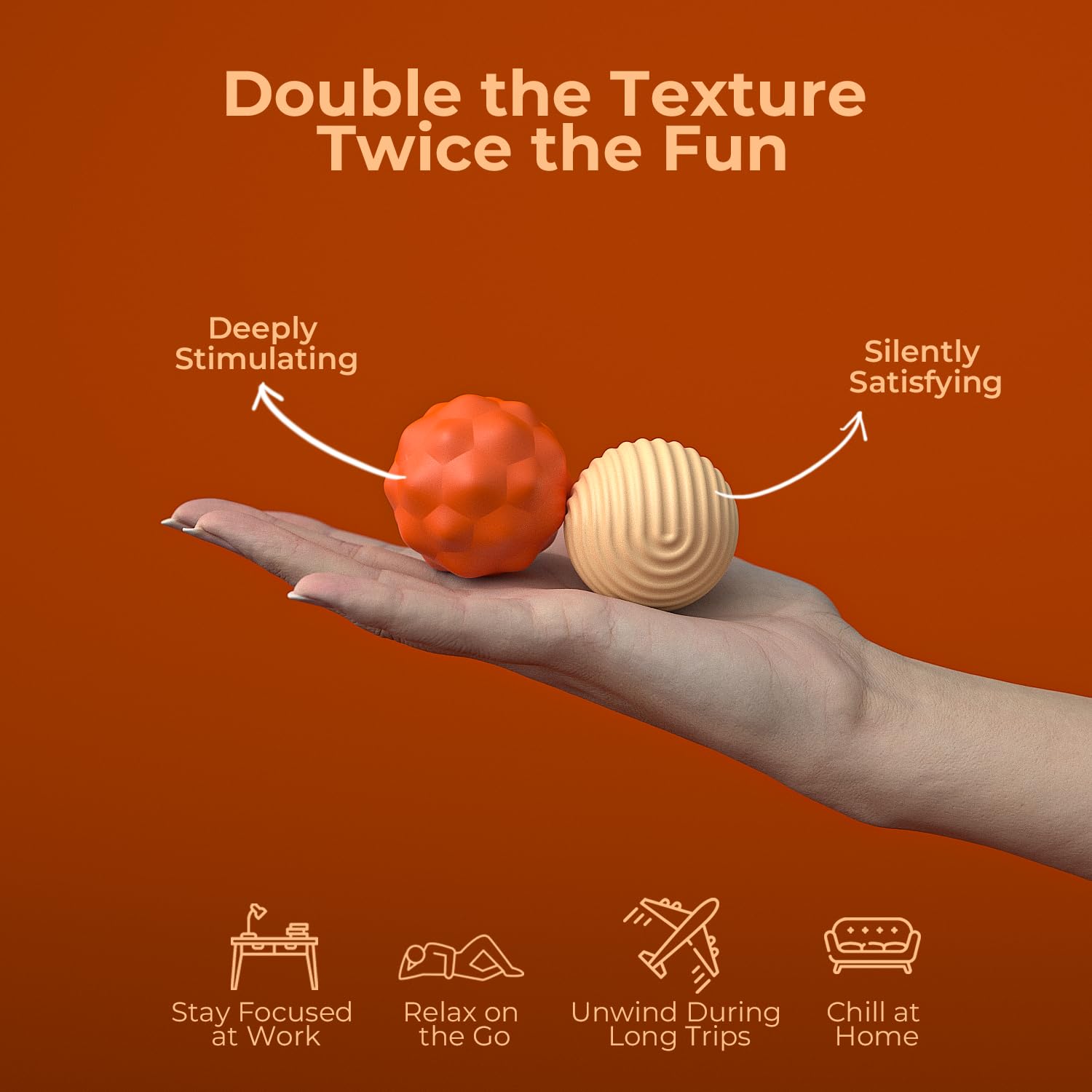 Large Magnetic Fidget Ball Toys for Adults, 2Pcs Soft Silicone Fidget Magnets, Silent Fidget Toys for Adults Ages, Textured Magnetic Balls & Stress Relief Desk Office Toys (Orange, Extra Large) - Fredhappy