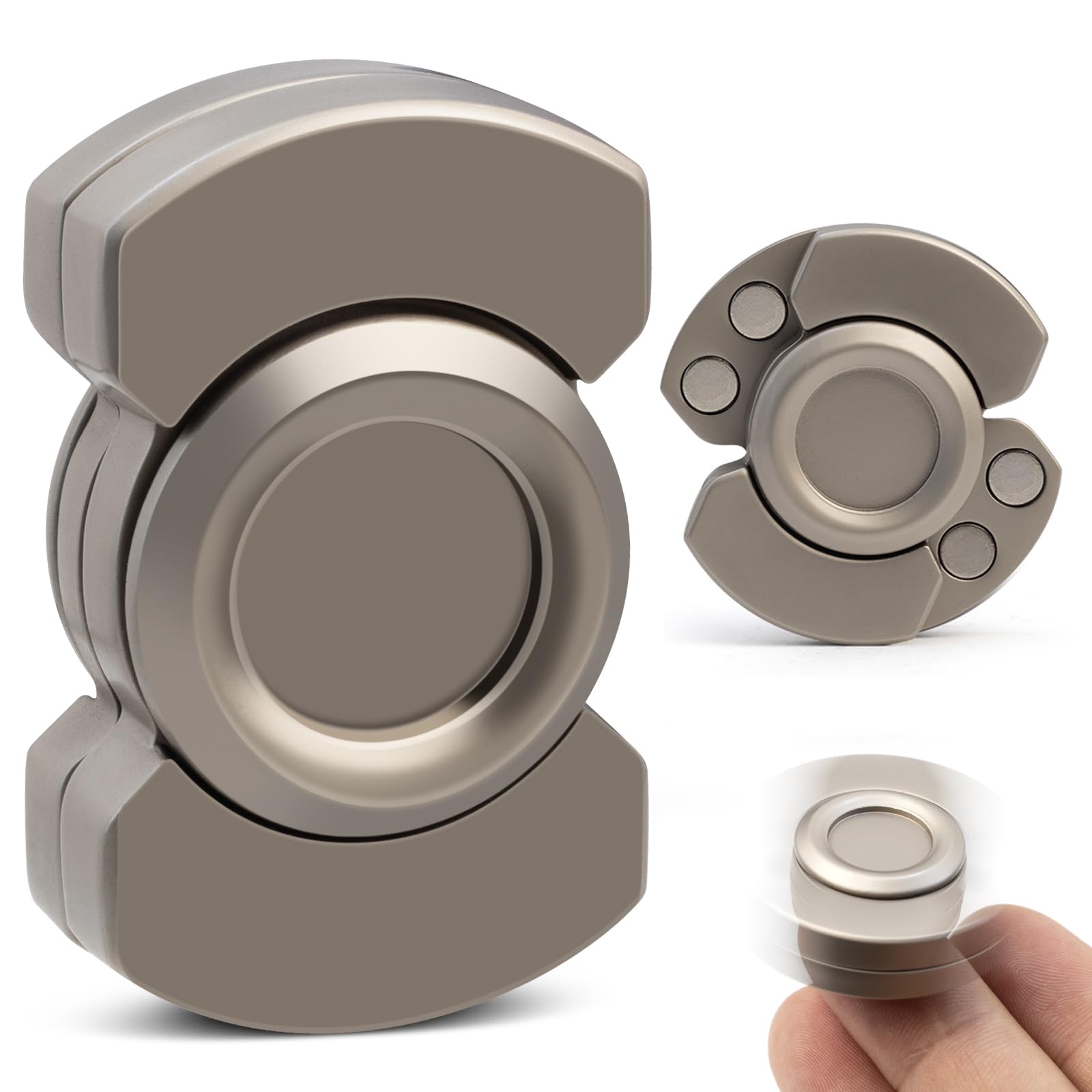 3 - in - 1 Fidget Toys Adults: Spinner, Slider, Clicker – Magnetic Stainless Steel Bearings for Super - Stable Rotation – Stress Relief, Enhanced Focus, and Habit Breaking, Christmas Party Favor Kid, Silver - Fredhappy