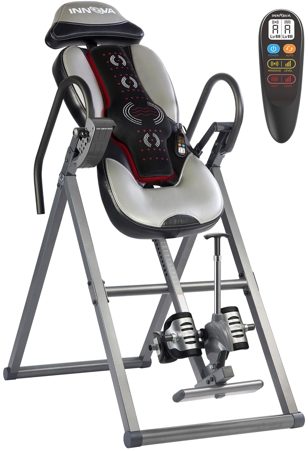 INNOVA HEALTH AND FITNESS ITM5900 Advanced Heat and Massage Inversion Table, Gray/Black - Fredhappy LLC