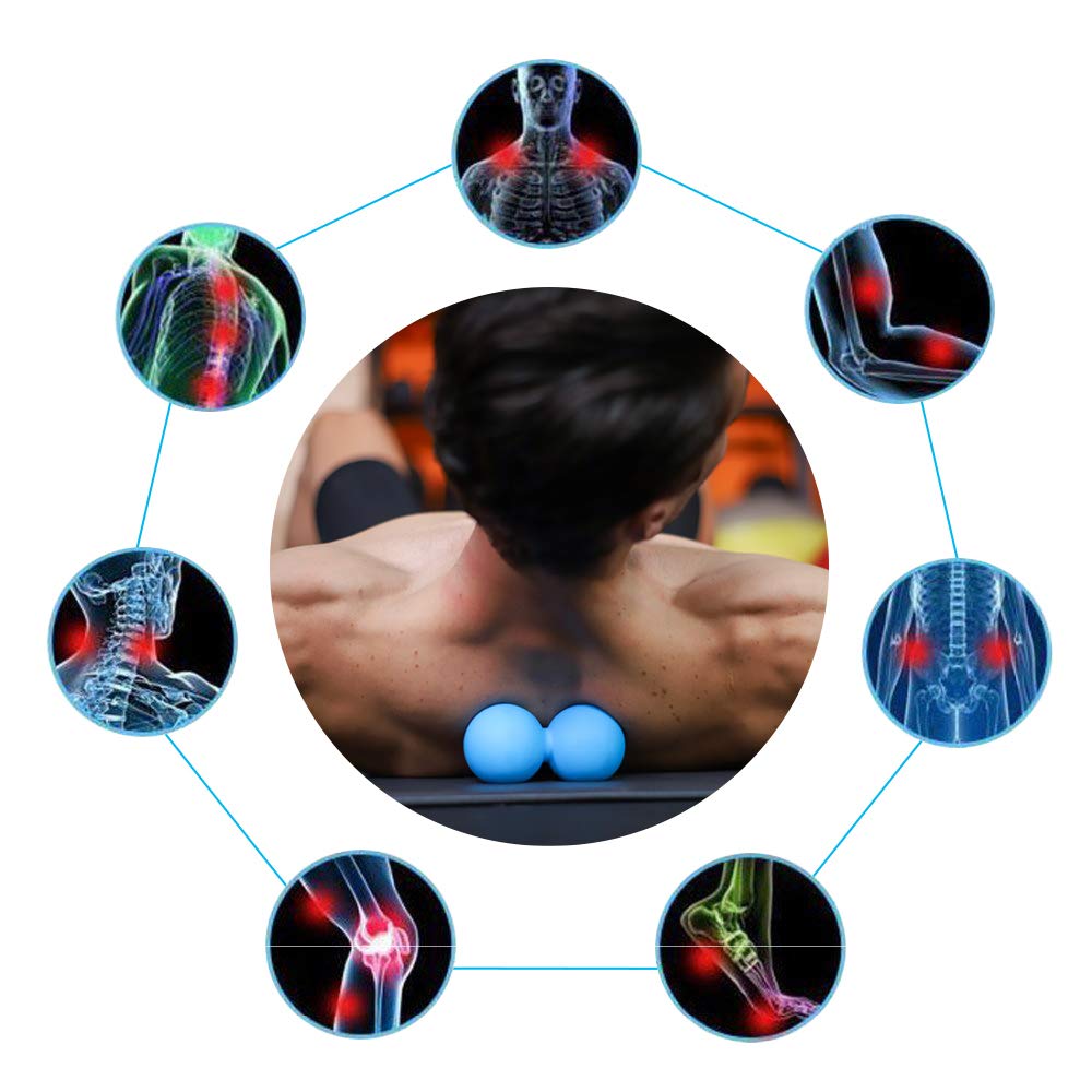 5BILLION FITNESS Peanut Massage Ball - Double Lacrosse Massage Ball & Mobility Ball for Physical Therapy - Deep Tissue Massage Tool for Myofascial Release, Muscle Relaxer, Acupoint Massage - Fredhappy