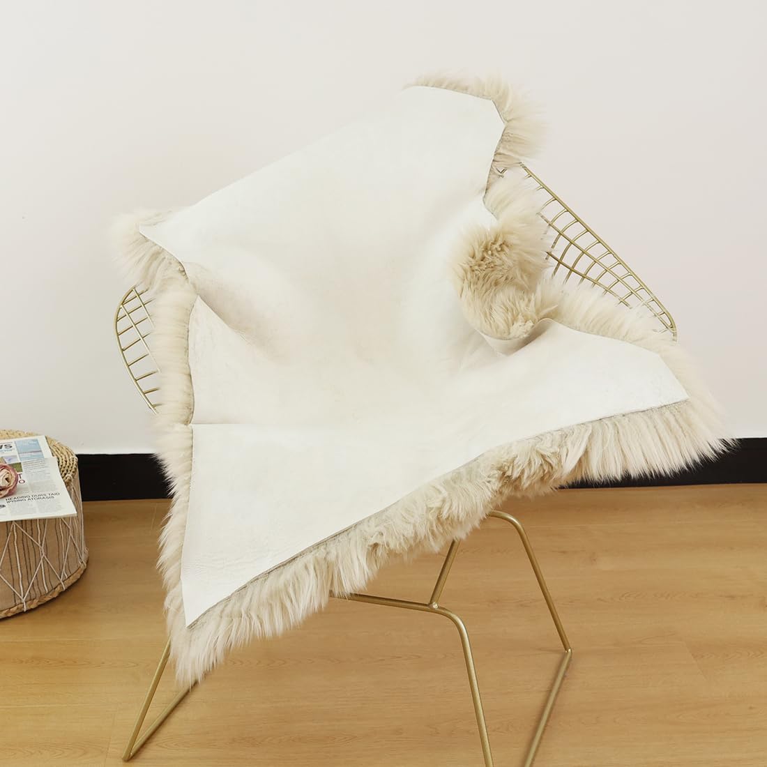 LLB Genuine Sheepskin Area Rug Wool Rug Fur Carpet Fluffy Shaggy Fur Rug for Living Room Kids Bedroom Real Sheepskin Throw Lambskin Rugs Sofa Mat Chair Seat Covers (Cream Brown, 2 x 3 ft Sheepskin) - Fredhappy