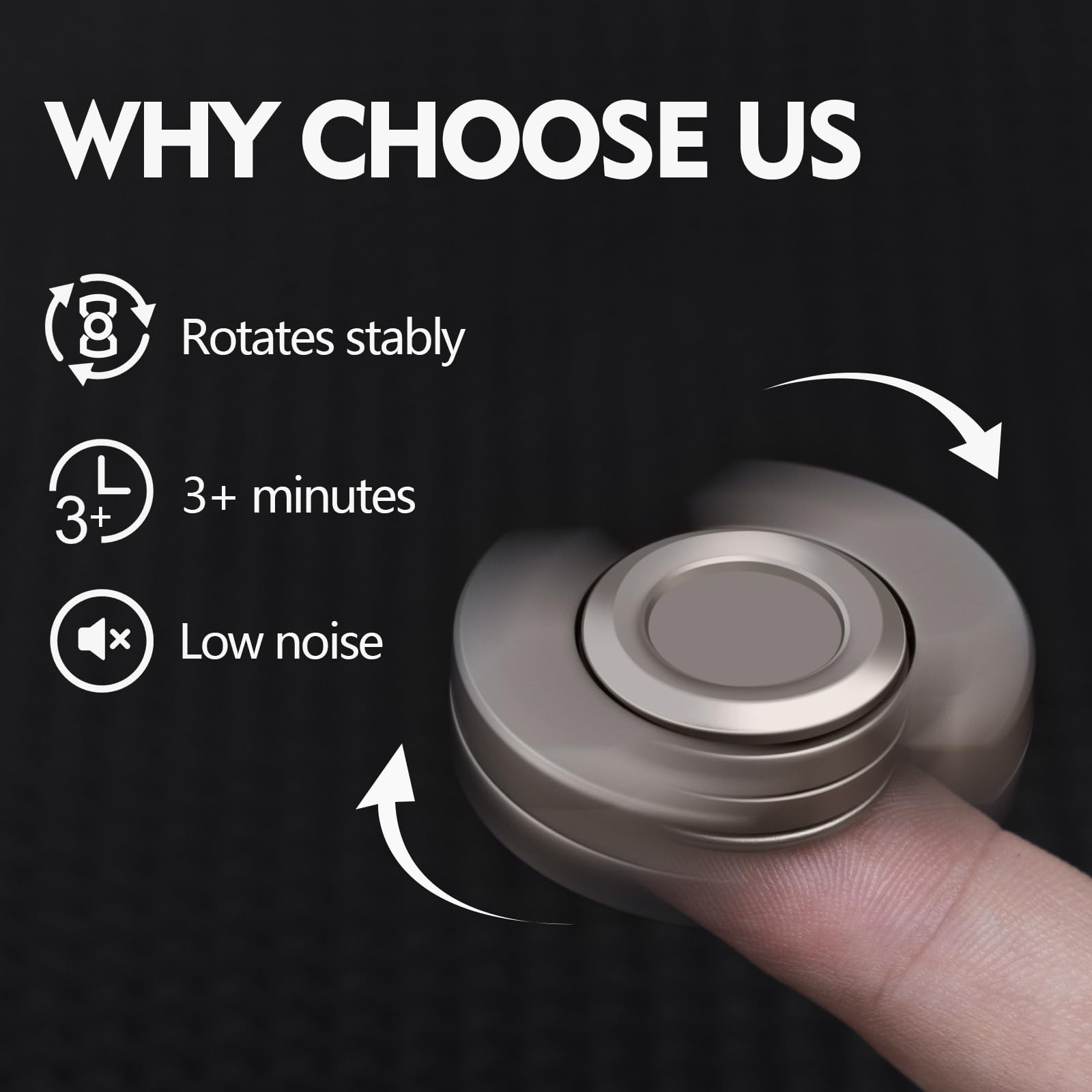 3 - in - 1 Fidget Toys Adults: Spinner, Slider, Clicker – Magnetic Stainless Steel Bearings for Super - Stable Rotation – Stress Relief, Enhanced Focus, and Habit Breaking, Christmas Party Favor Kid, Silver - Fredhappy