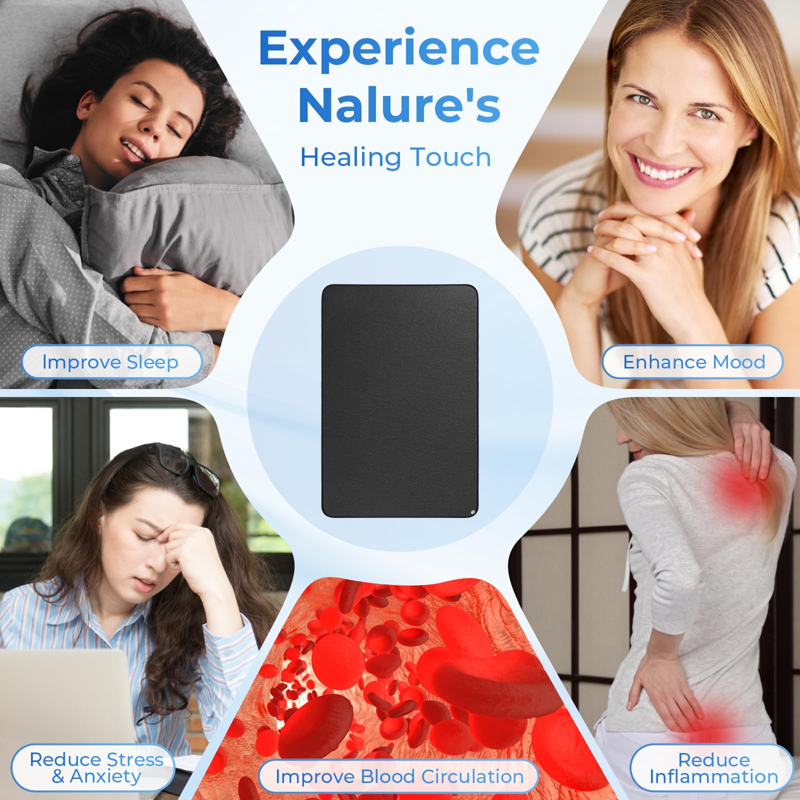 Polfeite Professional Grounding Mat with Carbon Fiber Technology | 24"x16" Indoor Earthing Pad + 15ft Medical - Grade Cord | Cellular Energy Renewal & Inflammation Support - Fredhappy LLC