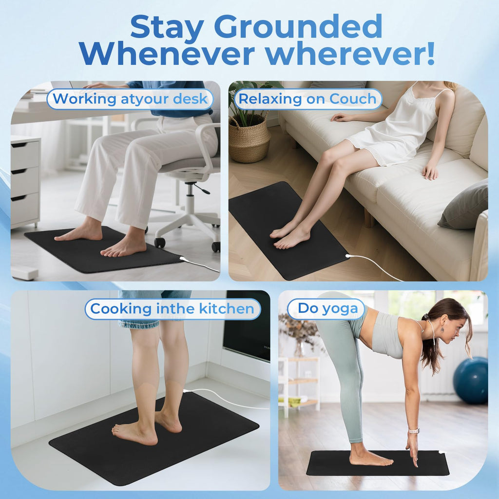 Polfeite Professional Grounding Mat with Carbon Fiber Technology | 24"x16" Indoor Earthing Pad + 15ft Medical - Grade Cord | Cellular Energy Renewal & Inflammation Support - Fredhappy LLC