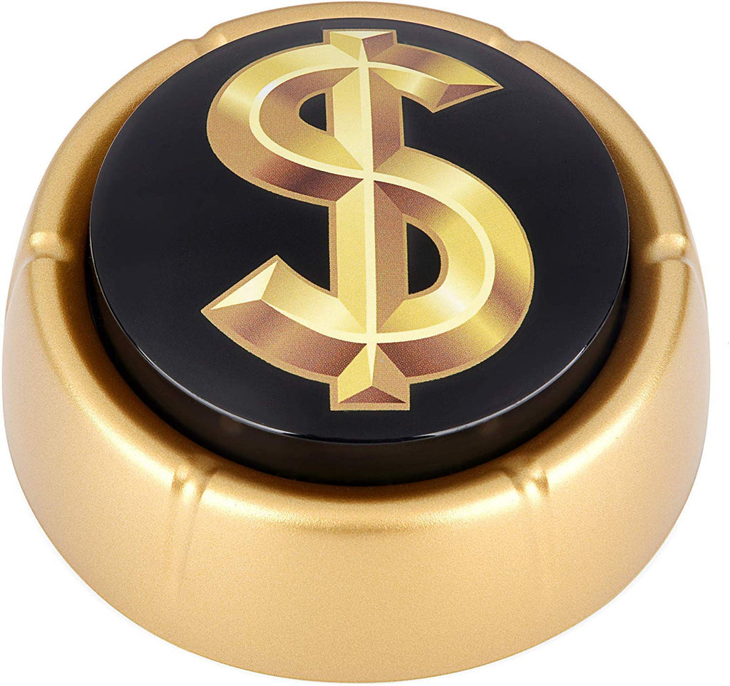 Cash Register Sound Button | Makes Extra Loud Cha - Ching Money Noise | Shiny Gold Color Bling Base | Funny Easy Dollar Sign Gift | Office Desk Item For Sales And Entrepreneurs Nut BATTERIES INCLUDED - Fredhappy LLC