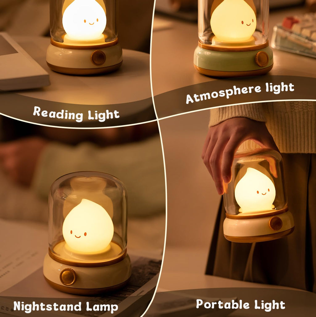 WANIDEA Cute Chibi Flame Lamp, Anime Cozy Lights, Retro Rechargeable Night Light, Decor, Cute Desk Accessories, Gifts. - Fredhappy
