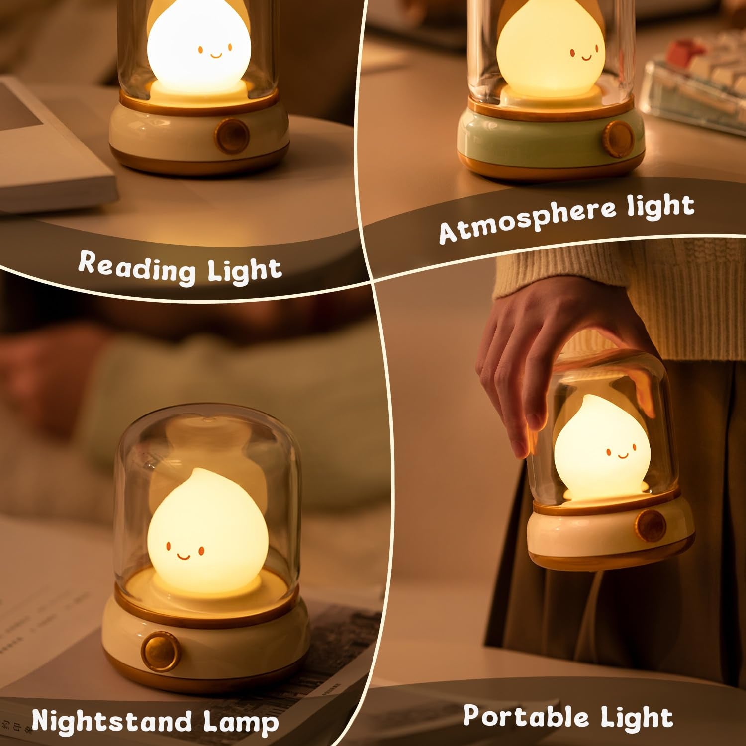 WANIDEA Cute Chibi Flame Lamp, Anime Cozy Lights, Retro Rechargeable Night Light, Decor, Cute Desk Accessories, Gifts. - Fredhappy