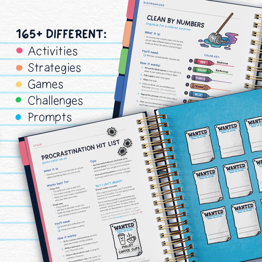 The Anti - Planner: How to Get Sh*t Done When You Don't Feel Like It - Creative ADHD Planner Alternative for Adults, women, kids, teens, 100+ Productivity Tools to Beat Procrastination, Burnout Stress & Anxiety - Fredhappy LLC