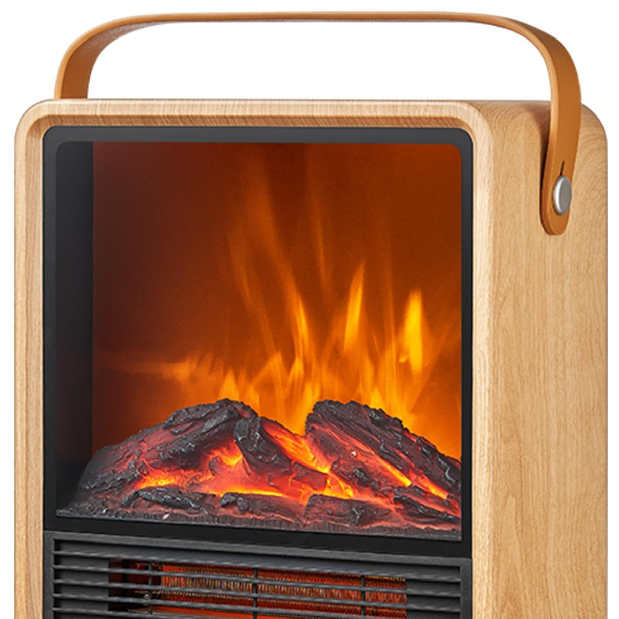 Shinic Electric Fireplace Heaters for Indoor Use,1500W Space Heater with Crackling Sound & 3D Realistic Flame, Safety Protection, Portable Fireplace Heater for Home Office Christmas Decoration, Oak - Fredhappy