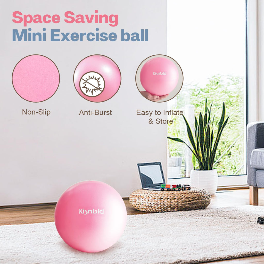 kisnbld Small Exercise Ball, 9 Inch Mini Pilates Ball, Anti Burst and Slip Resistant Mini Yoga Ball for Stability, Fitness, Physical Therapy, Stretching & Core Strength Workout at Home Gym & Office - Fredhappy