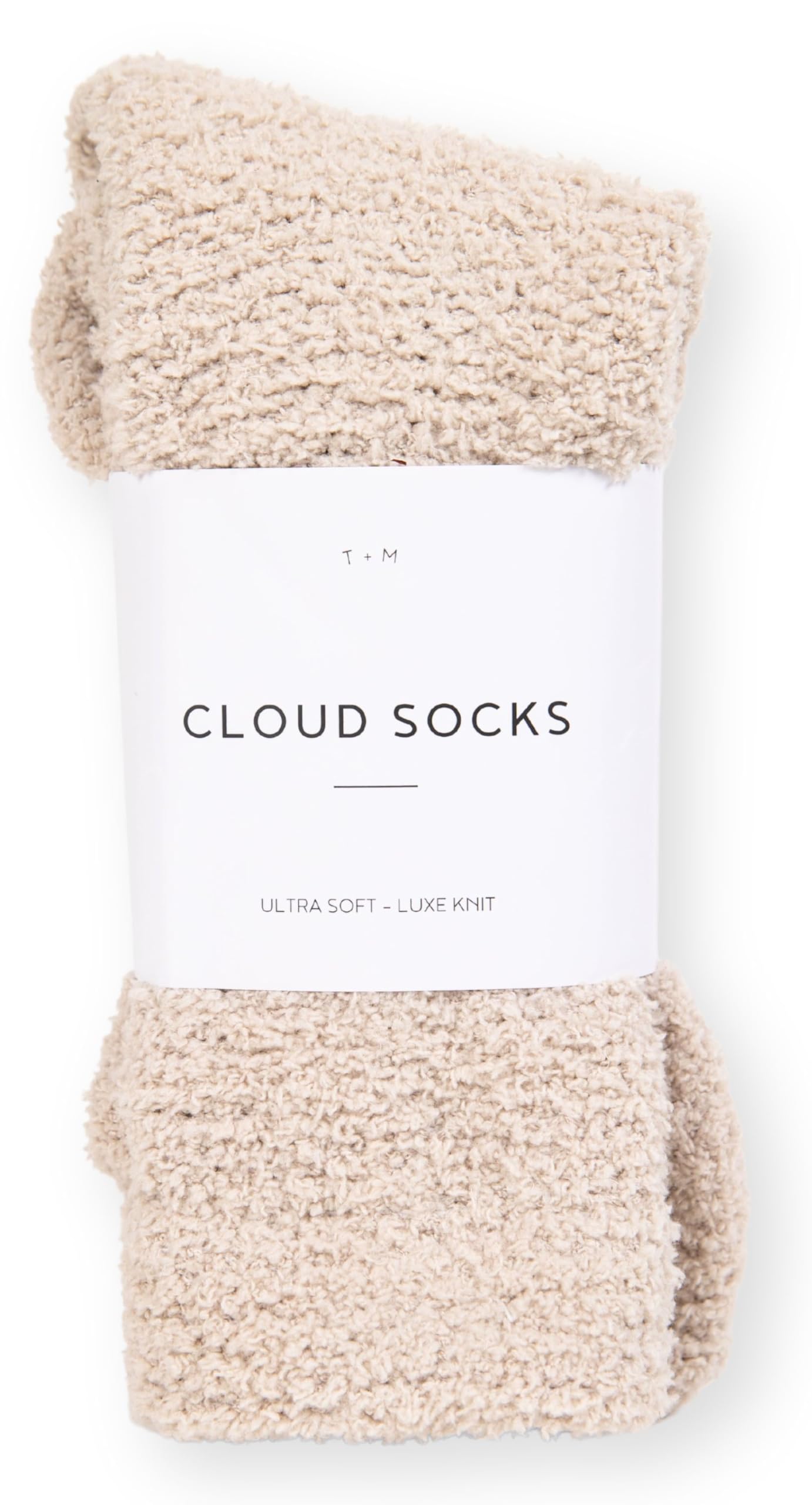 Cozy Socks For Women | Fuzzy Ultra - Luxe Cloud Sock Gifts For Women & Men | Warm & Cozy Fuzzy Unisex Sleep Socks | Super Soft Luxurious Fabric With Bonus Travel Tote, (Stone, 1 Pair) - Fredhappy