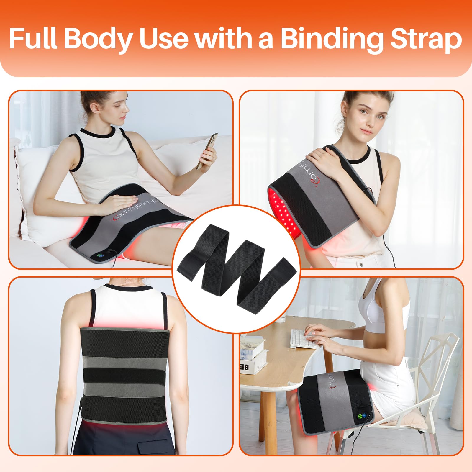 Comfytemp 24’’ x 12’’ Large Red Light Therapy Pad for Body, FSA Eligible HSA Near Infrared Light Therapy Wrap with Timer, 242 LEDs Light Therapy Pad for Back Shoulder Joint Muscle, 32W - Fredhappy