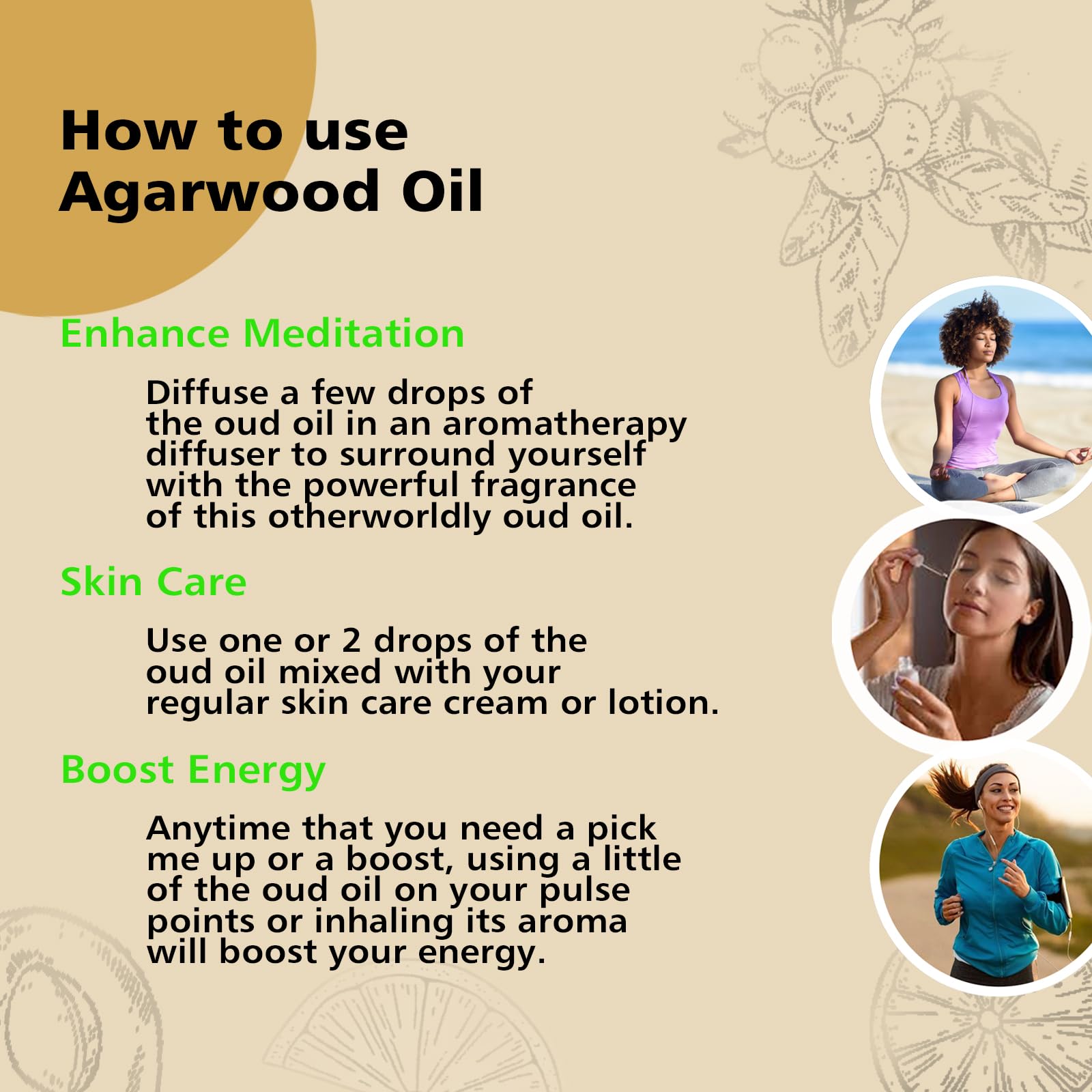 GM Gumili Agarwood Essential Oil, Pure Argawood Oud Oil for Aromatherapy, Meditation - 30ml/ 1 oz - Fredhappy