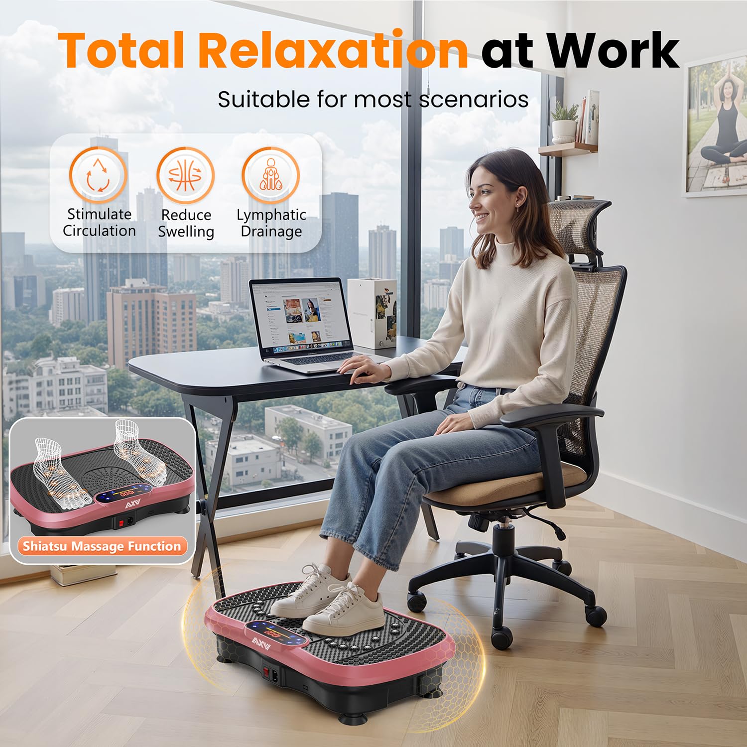 AXV Vibration Plate Fitness Platform Exercise Machine Vibrating Shaking Full Body Shaker Workout Vibrate Stand Shake Board Sport Gym for Weight Loss Fat Burner for Women Men - Fredhappy LLC