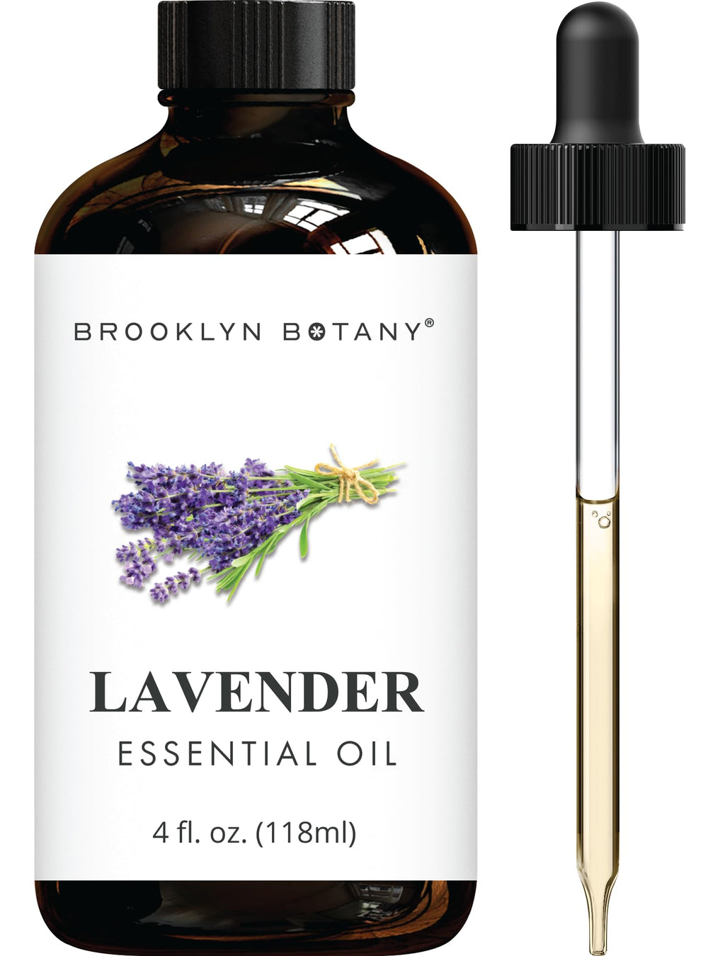 Brooklyn Botany Lavender Essential Oil - Huge 4 Fl Oz - 100% Pure and Natural - Premium Grade with Dropper - for Aromatherapy and Diffuser - Fredhappy