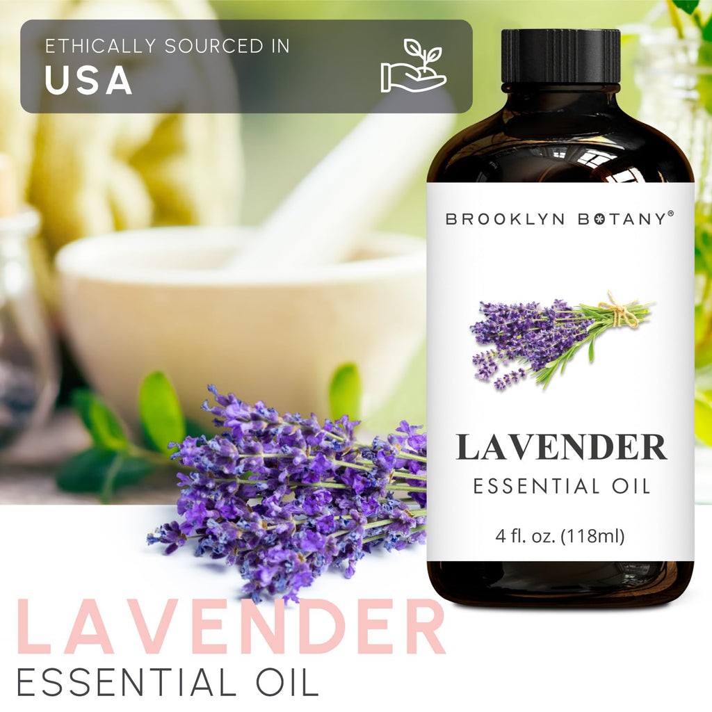 Brooklyn Botany Lavender Essential Oil - Huge 4 Fl Oz - 100% Pure and Natural - Premium Grade with Dropper - for Aromatherapy and Diffuser - Fredhappy