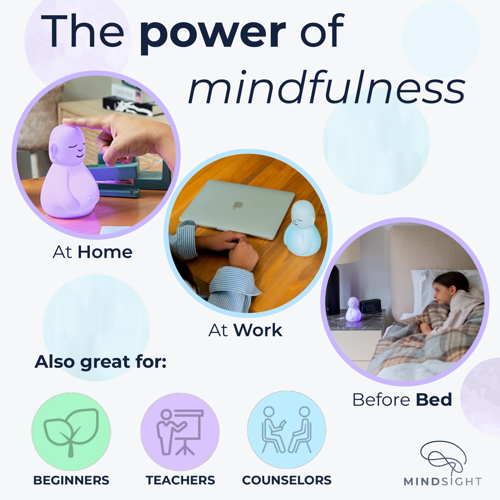 Mindsight 'Breathing Buddha' Guided Visual Meditation Tool for Mindfulness | Slow Your Breathing & Calm Your Mind for Stress & Anxiety Relief | Perfect for Adults & Kids | Relaxing Self Care Gift - Fredhappy