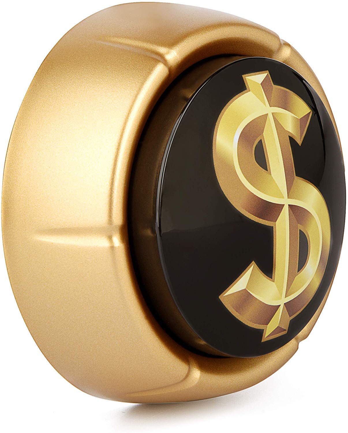 Cash Register Sound Button | Makes Extra Loud Cha - Ching Money Noise | Shiny Gold Color Bling Base | Funny Easy Dollar Sign Gift | Office Desk Item For Sales And Entrepreneurs Nut BATTERIES INCLUDED - Fredhappy LLC
