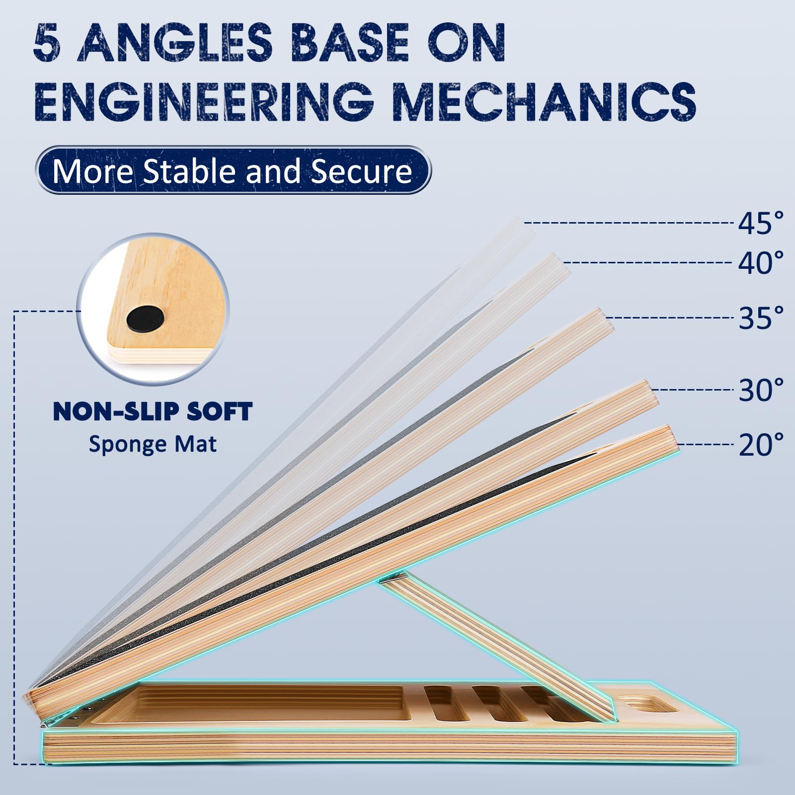 Portable Wooden Slant Board for Calf Stretching Squats Calf Stretcher Pilates Physical Therapy Equipment Adjustable Incline Board for Knees Ankle Heel Feet Leg - Fredhappy