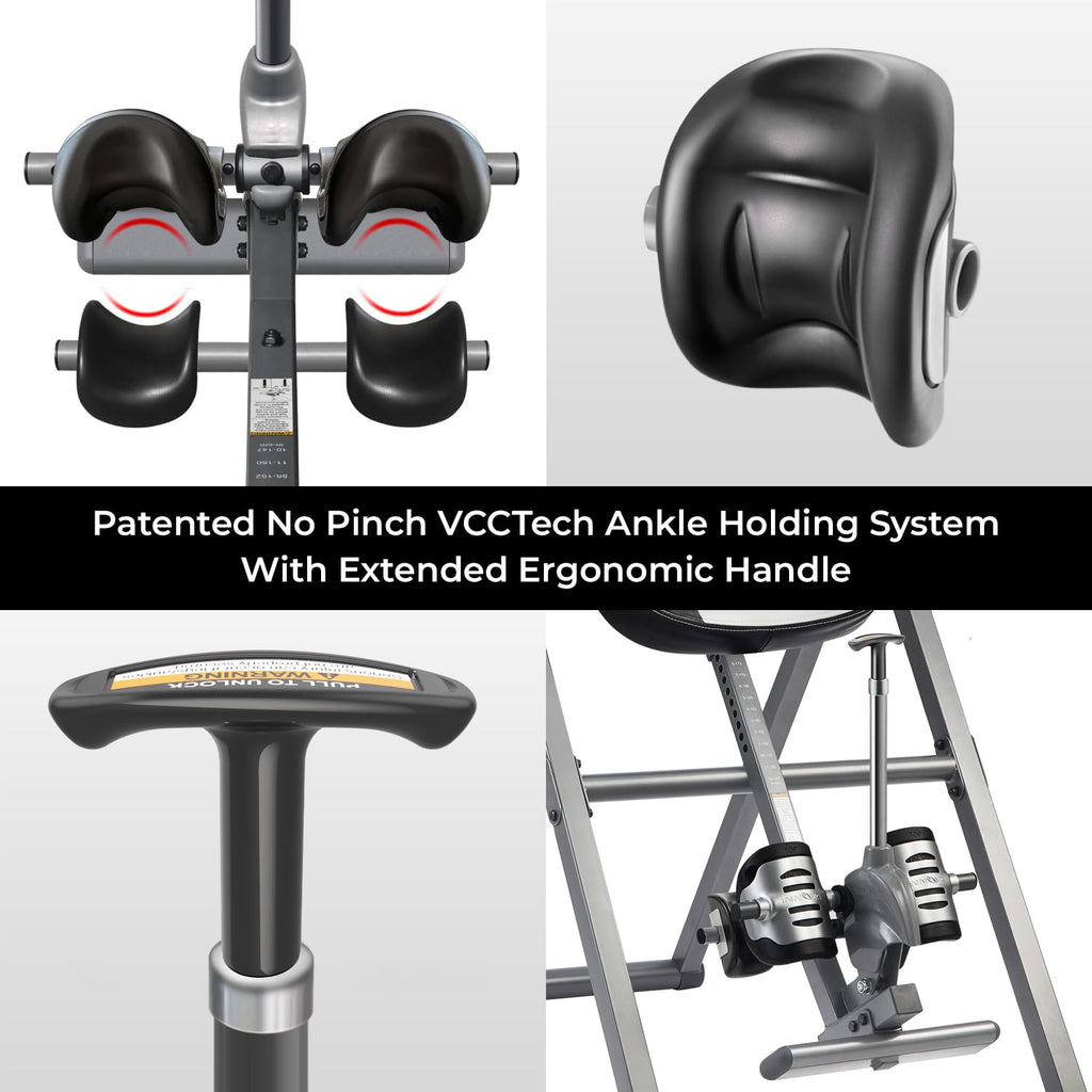 INNOVA HEALTH AND FITNESS ITM5900 Advanced Heat and Massage Inversion Table, Gray/Black - Fredhappy LLC