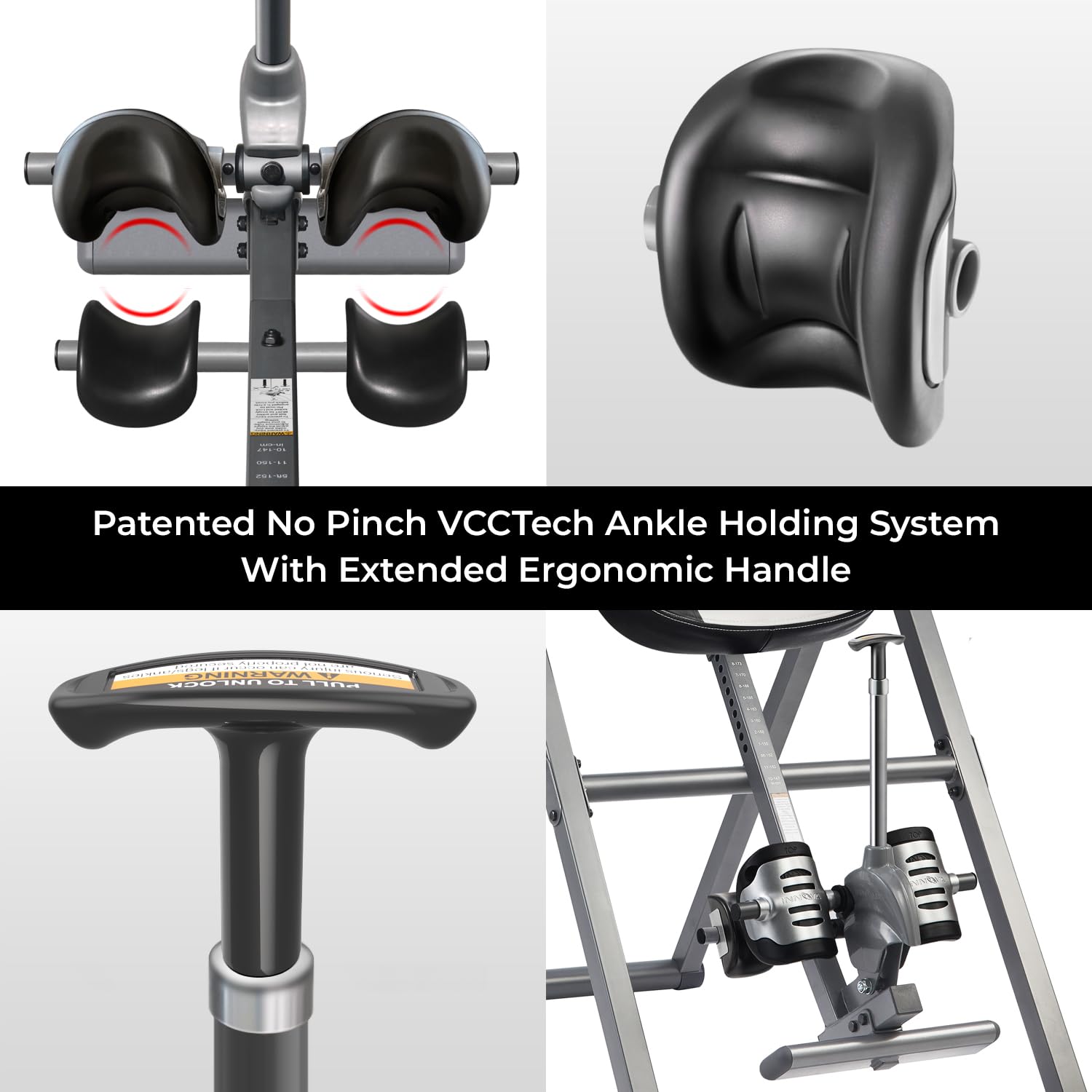 INNOVA HEALTH AND FITNESS ITM5900 Advanced Heat and Massage Inversion Table, Gray/Black - Fredhappy LLC