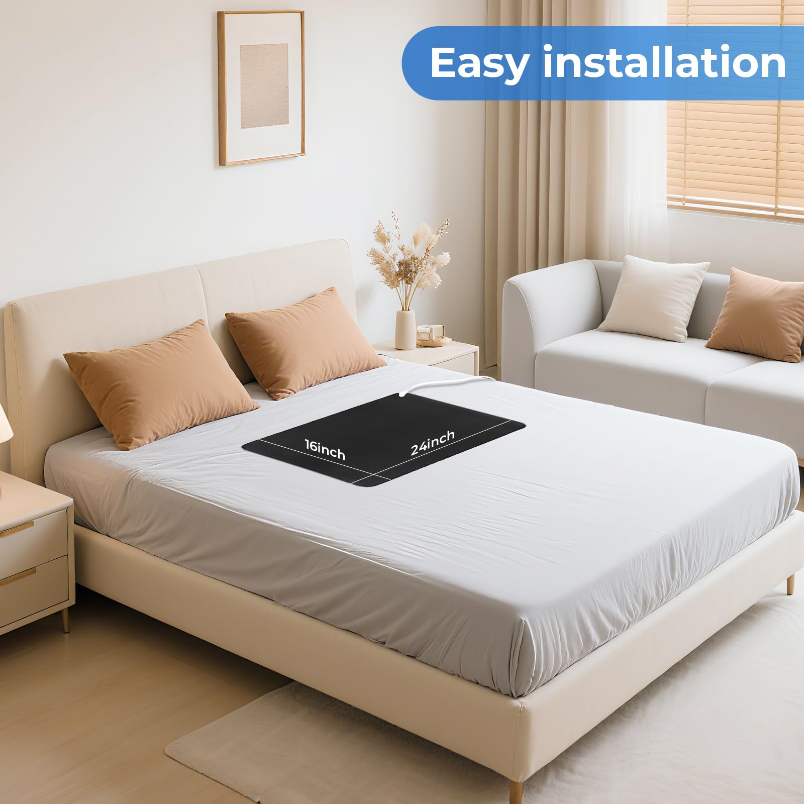 Polfeite Professional Grounding Mat with Carbon Fiber Technology | 24"x16" Indoor Earthing Pad + 15ft Medical - Grade Cord | Cellular Energy Renewal & Inflammation Support - Fredhappy LLC