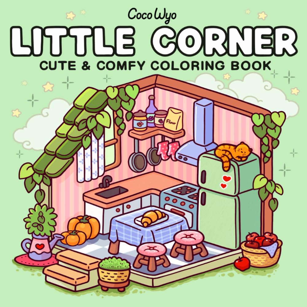 Little Corner: Coloring Book for Adults and Teens, Super Cute Designs of Cozy, Hygge Spaces for Relaxation (Cozy Spaces Coloring) - Fredhappy LLC