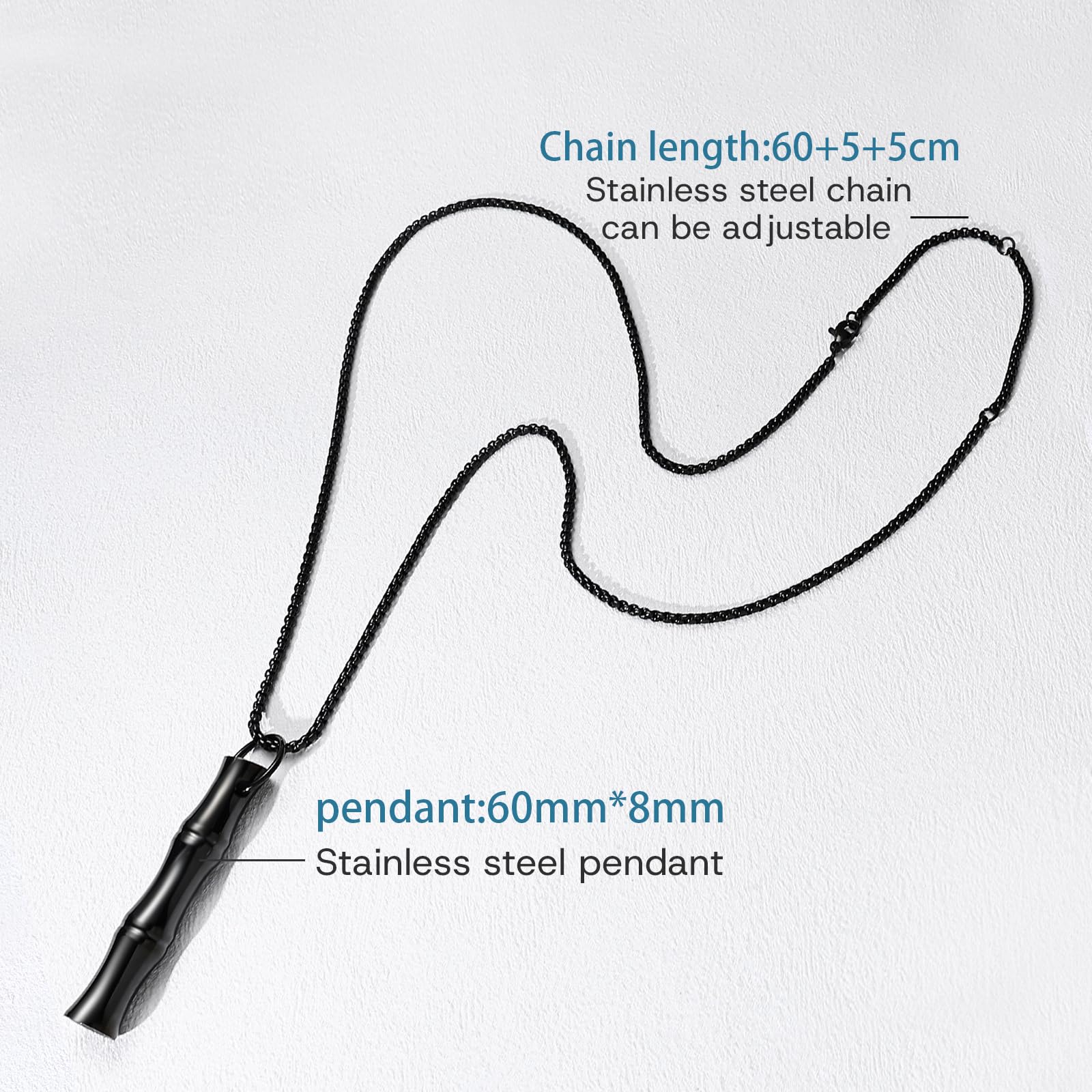 COTATI Anxiety Breathing Necklace Breathe Easy Mindfulness Necklace Breathlace Stainless Steel Pendant for Women Men Natural Calm & Stress Relief (Black - bamboo) - Fredhappy