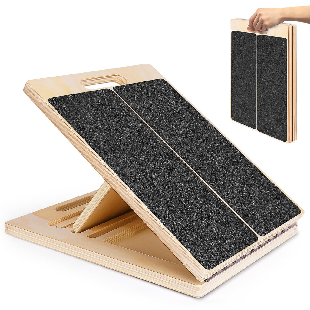 Portable Wooden Slant Board for Calf Stretching Squats Calf Stretcher Pilates Physical Therapy Equipment Adjustable Incline Board for Knees Ankle Heel Feet Leg - Fredhappy