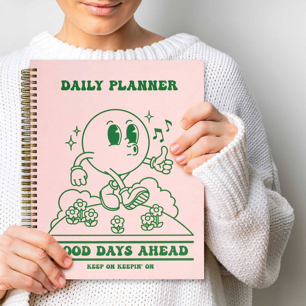 To Do List Cute Planner Undated Notebook, A4 Large Hardcover Spiral Schedule Retro Notebook, Aesthetic Daily for Students Girls Teens , Pink, Green (8.5x11) - Fredhappy LLC