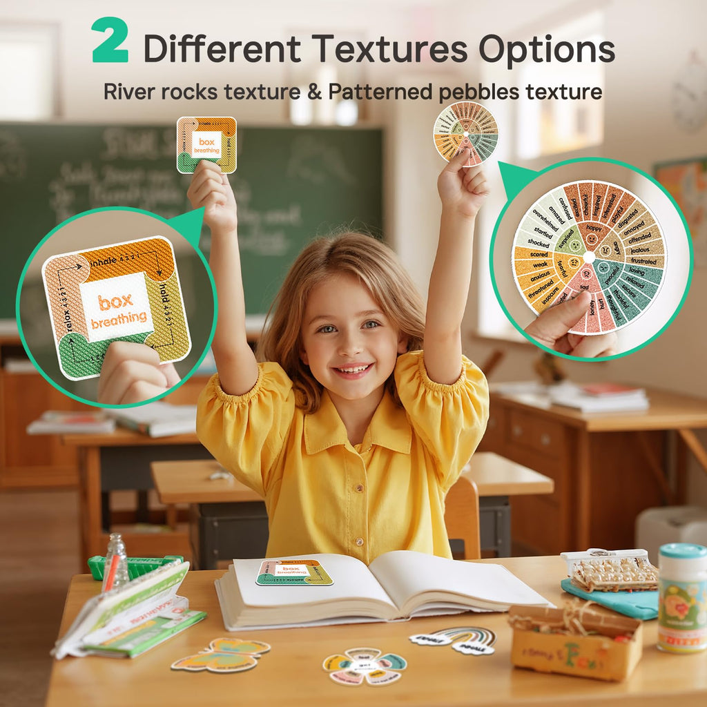 Calm Strips for Anxiety Sensory Stickers, 36Pcs 2 Textured for Mood Calming, Breathing Mindfulness Fidget Sticker for Kids, Anxiety Relief at Office & Classroom Desk - Fredhappy