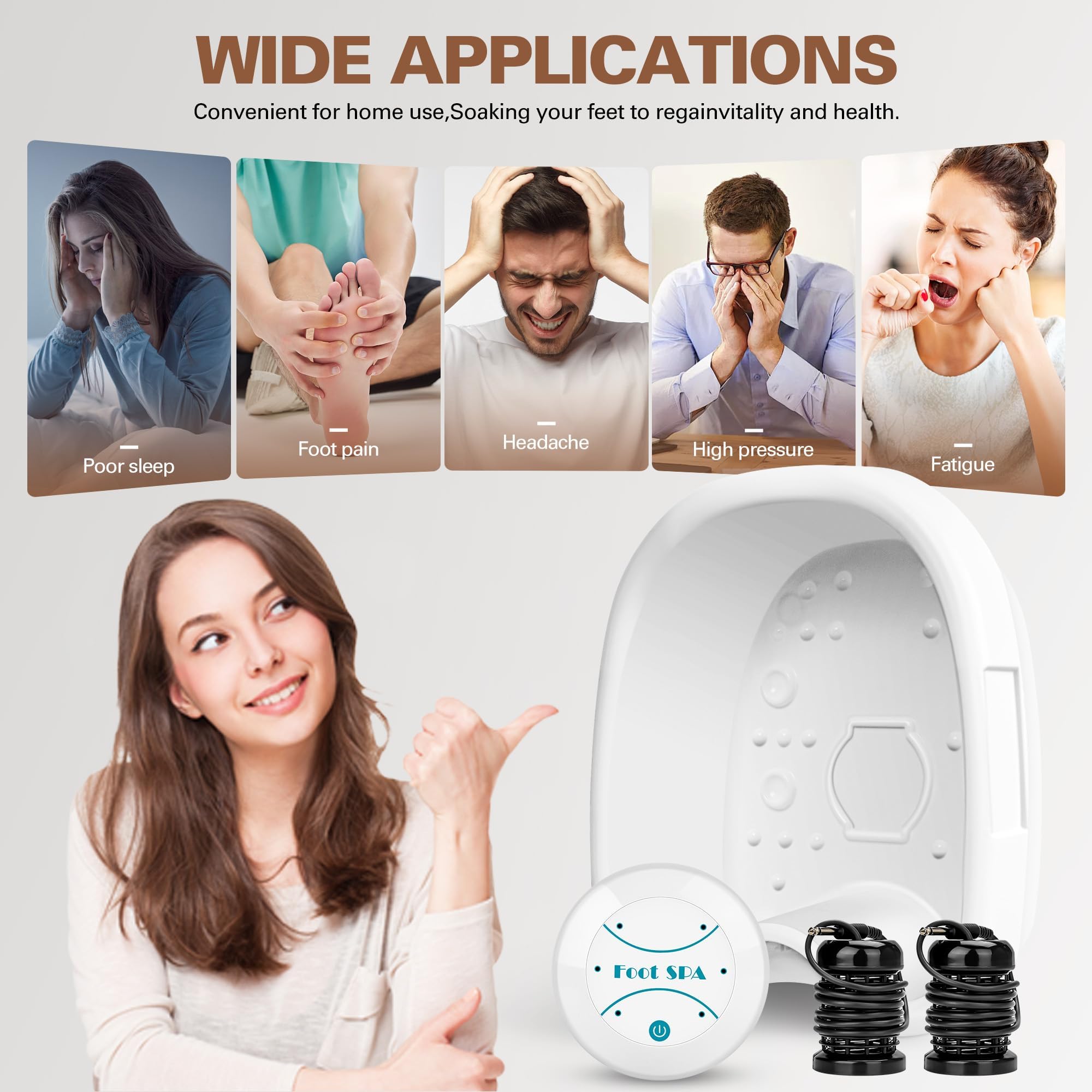 Idudbid Ionic Foot Bath Detox Machine - Suitable for Home Use, Home Salon - Level Spa Detox Machine, Healthy Detoxification, with Foot Bath, Array * 2, Liner - Fredhappy LLC