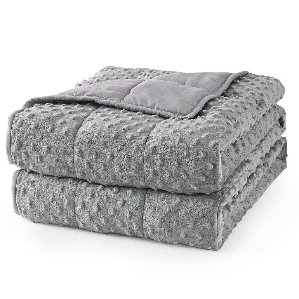Mr. Sandman Weighted Blanket for Adults Queen Size 15 lbs, Soft Cooling Heavy Minky Blanket for Sleep, Washable Throw Blanket with Glass Beads, 60 x 80 Inches, Grey - Fredhappy