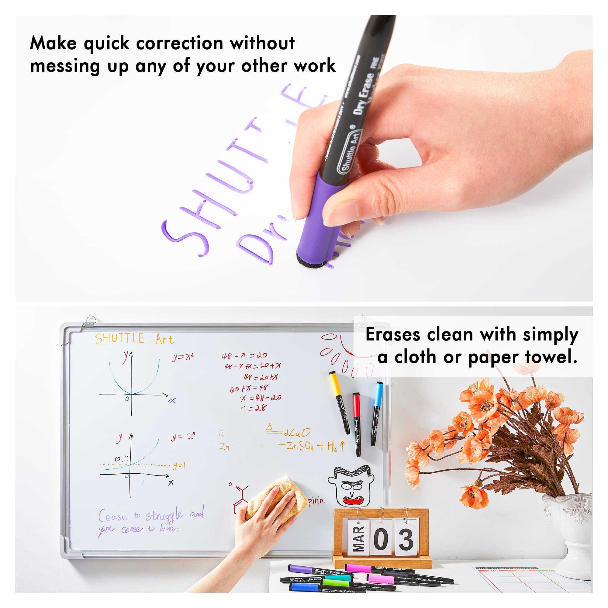 Shuttle Art Dry Erase Markers, 15 Colors Magnetic Whiteboard Markers, Fine Point, Perfect For Writing on Whiteboards, Dry - Erase Boards,Mirrors for School Office Home - Fredhappy LLC
