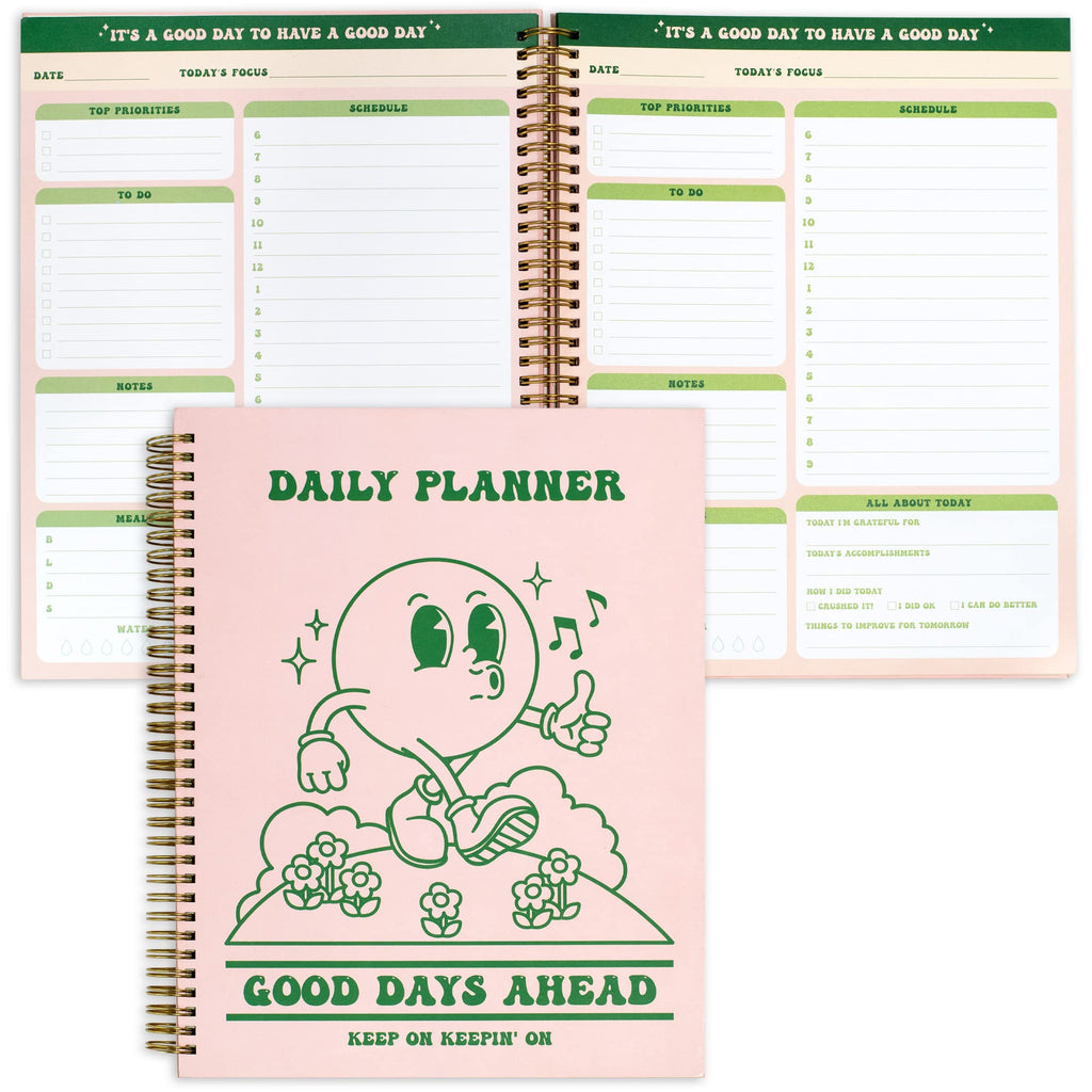 To Do List Cute Planner Undated Notebook, A4 Large Hardcover Spiral Schedule Retro Notebook, Aesthetic Daily for Students Girls Teens , Pink, Green (8.5x11) - Fredhappy LLC