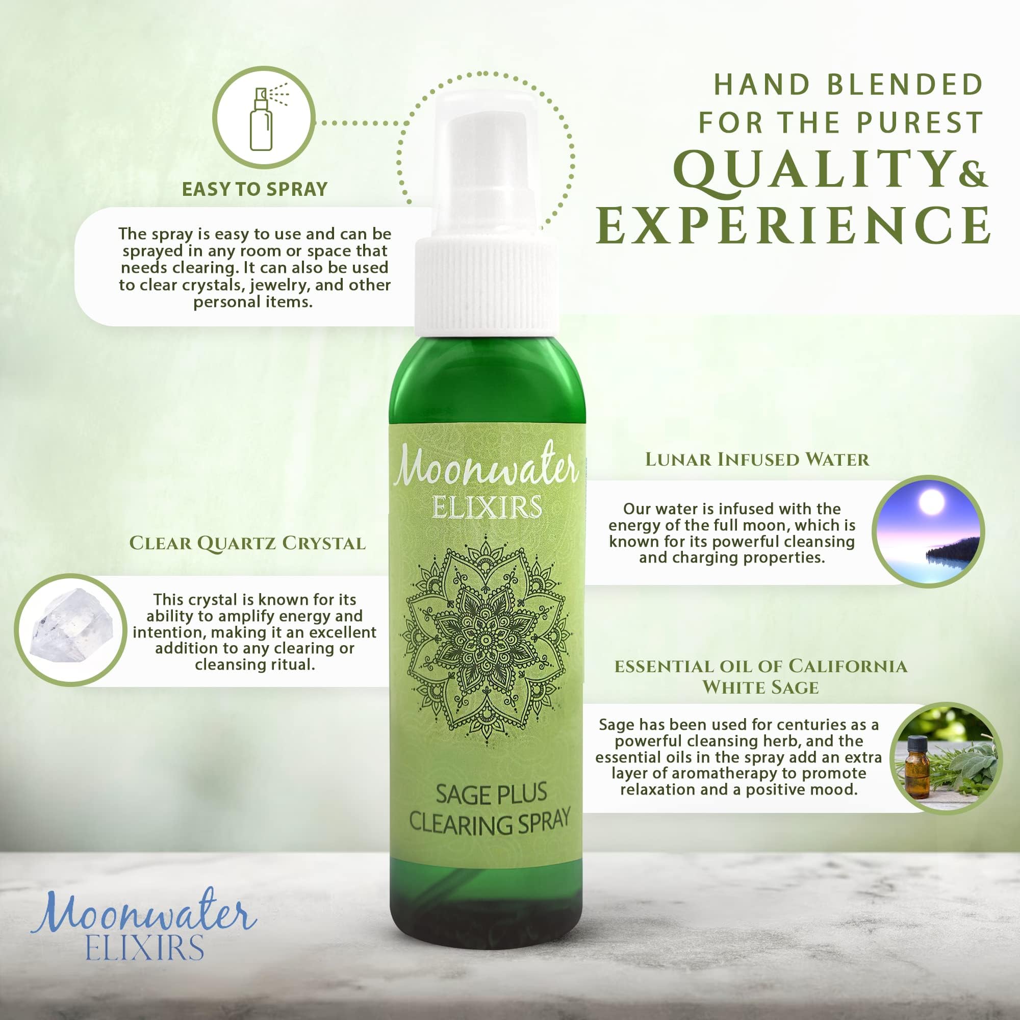 White Sage Smudge Spray for Spiritual Cleansing & Aura Protection, Sage Mist for Cleansing Negative Energy & Protection, Home & Meditation, Clear Quartz Reiki Energized Aromatherapy Room Spray - 4oz - Fredhappy