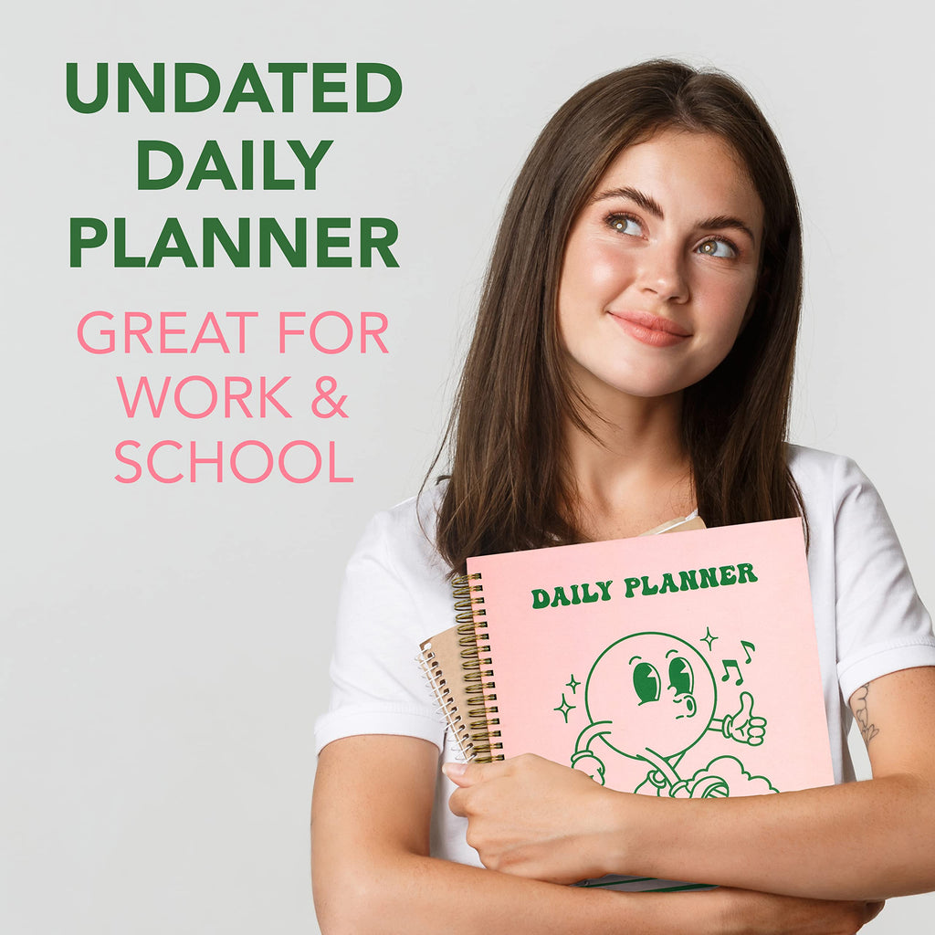 To Do List Cute Planner Undated Notebook, A4 Large Hardcover Spiral Schedule Retro Notebook, Aesthetic Daily for Students Girls Teens , Pink, Green (8.5x11) - Fredhappy LLC