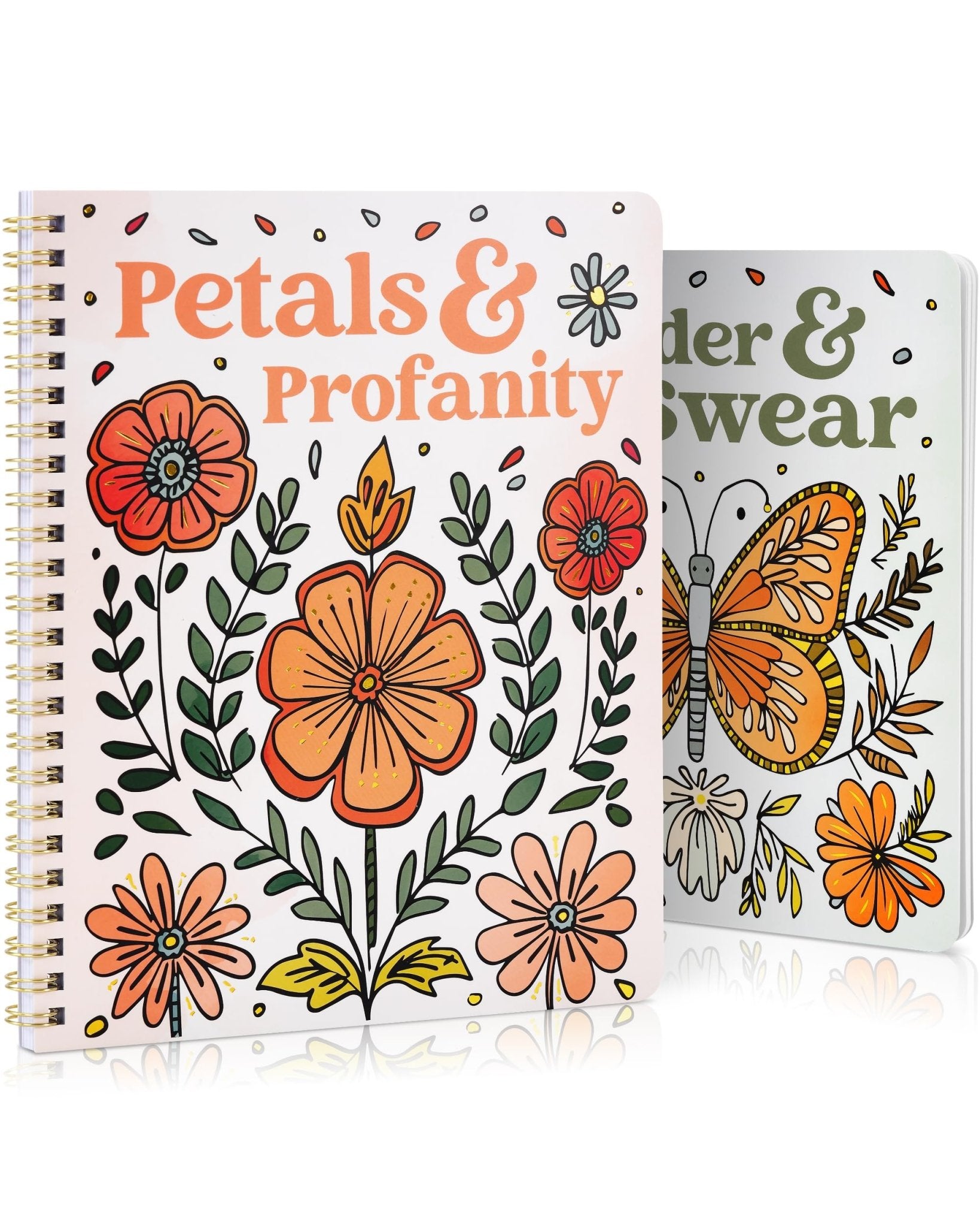 Beautiful Coloring Book Set of 2 for Adult Relaxation - Funny Coloring Books with Floral Designs for a lot of Laughs - The Perfect Stress - Relieving Gift for Women - Fredhappy LLC