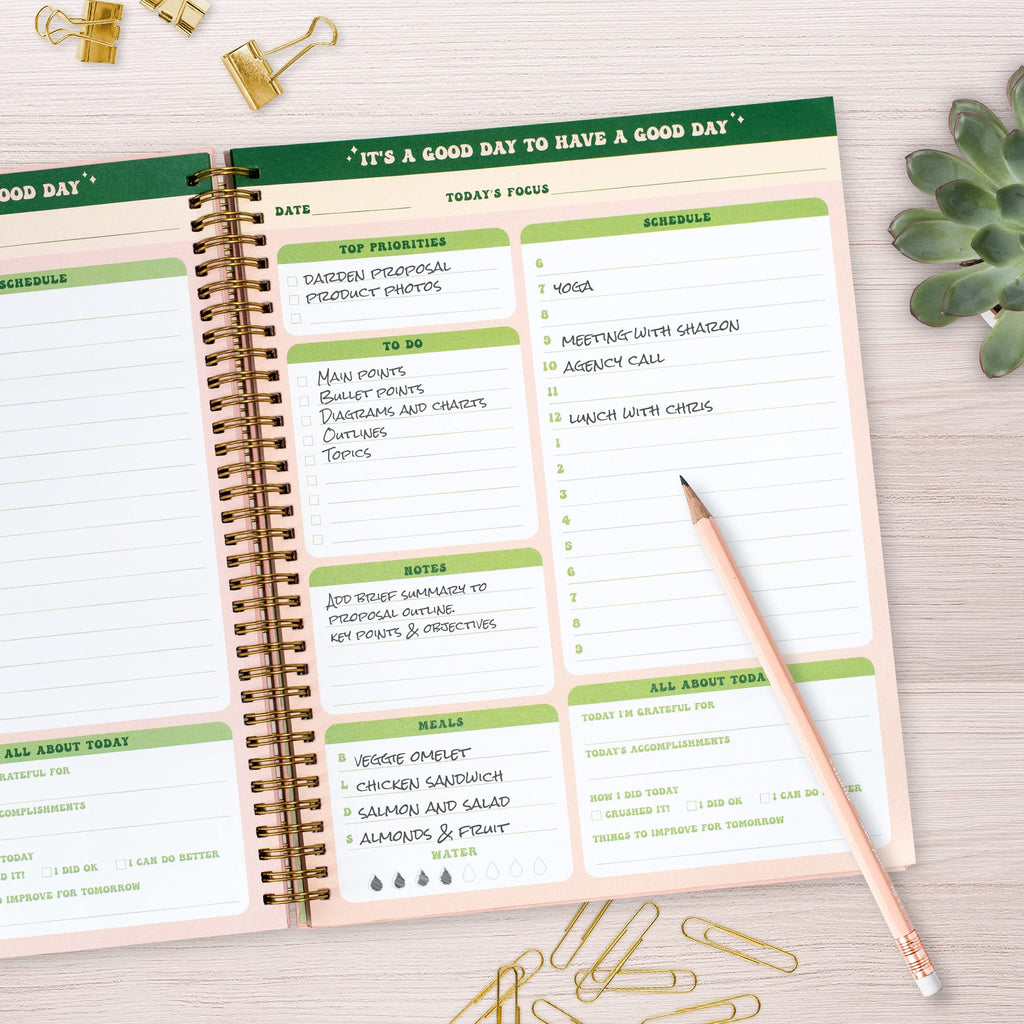 To Do List Cute Planner Undated Notebook, A4 Large Hardcover Spiral Schedule Retro Notebook, Aesthetic Daily for Students Girls Teens , Pink, Green (8.5x11) - Fredhappy LLC