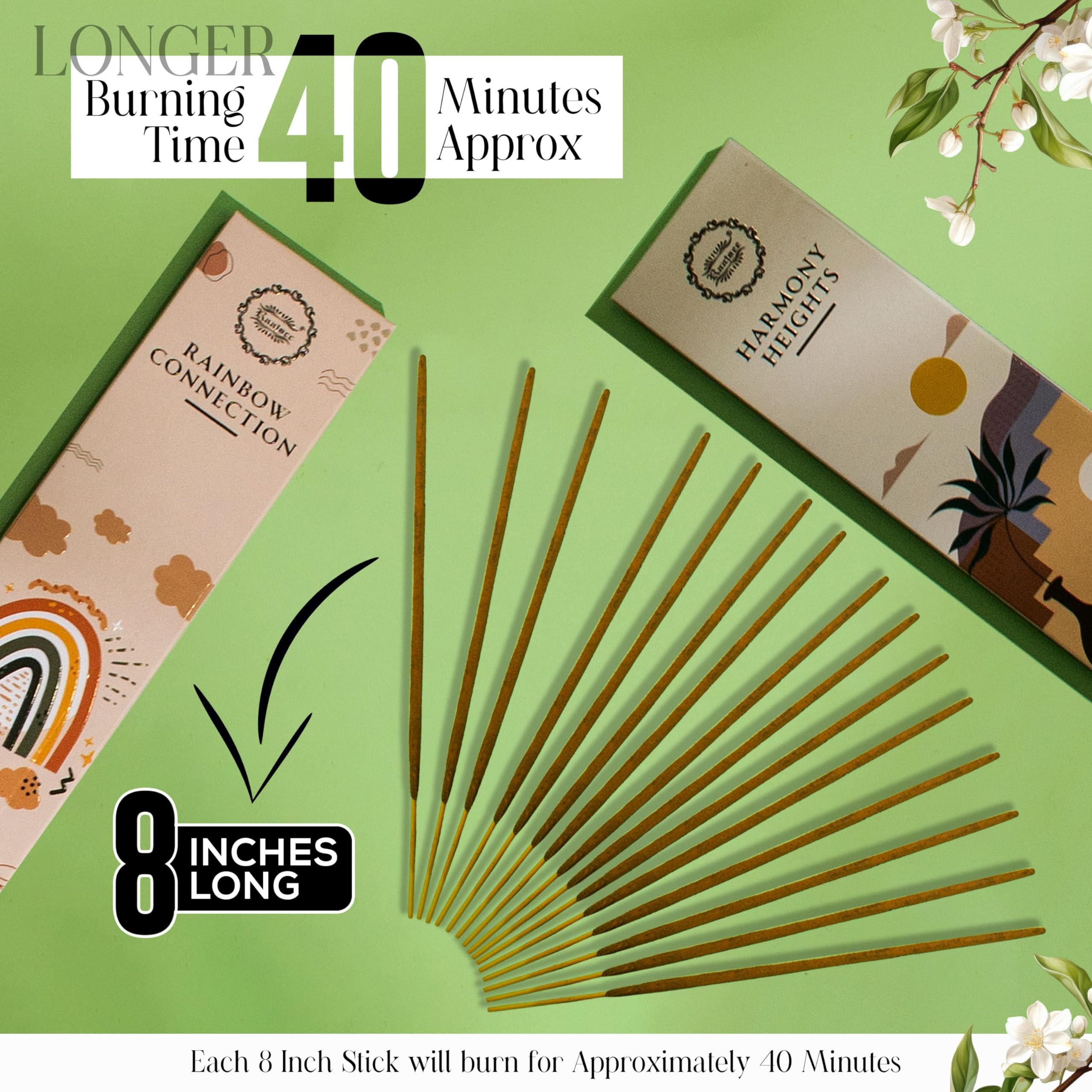 Raajsee Incense Sticks Organic Non Toxic - Pack of 6 Natural Inscents with Insence Holder - 120 Sticks, Clean Burn, Boho Gift Set, Palo Santo & Sandalwood, Vanilla Musk, Rose, Green Tea, Lemon Grass - Fredhappy